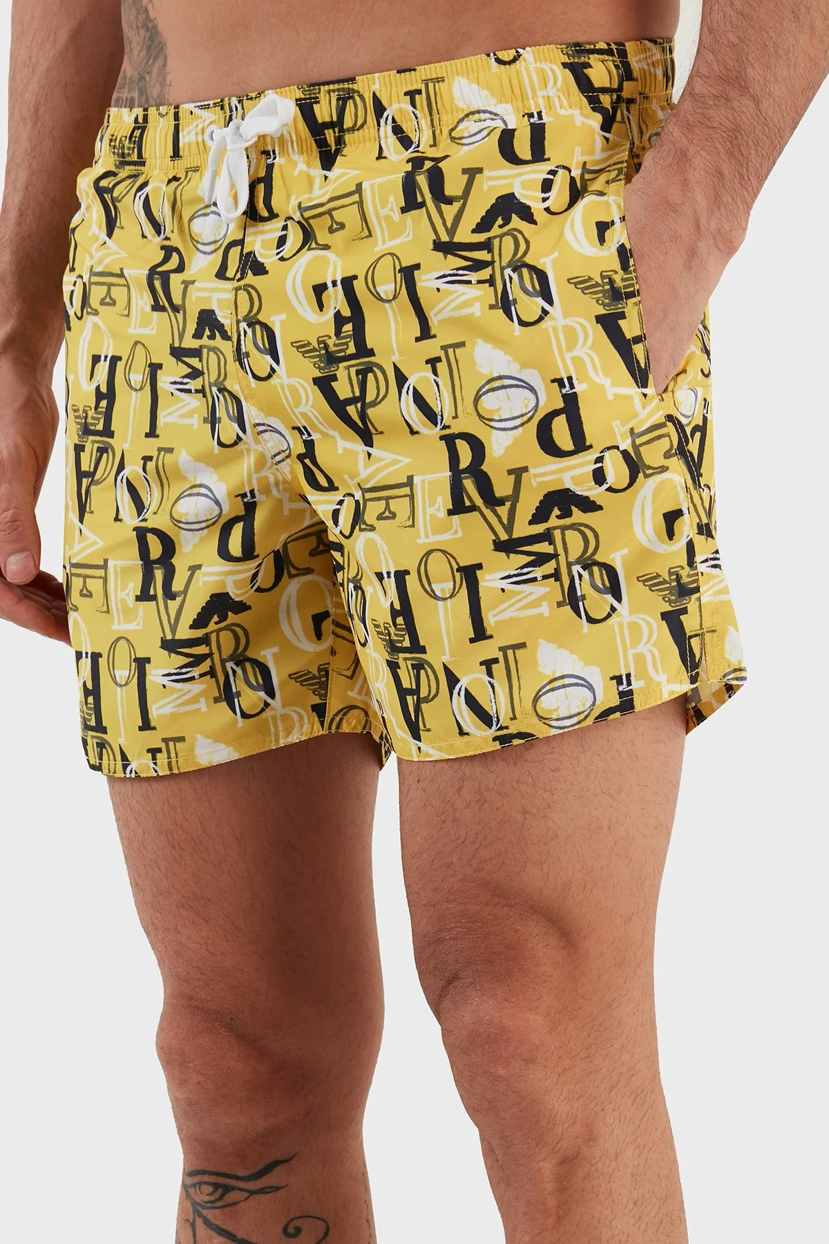 Emporio Armani Deniz Şortu Regular Fit Cepli Erkek Mayo Short 211740 3R445 10760 SARI - 2