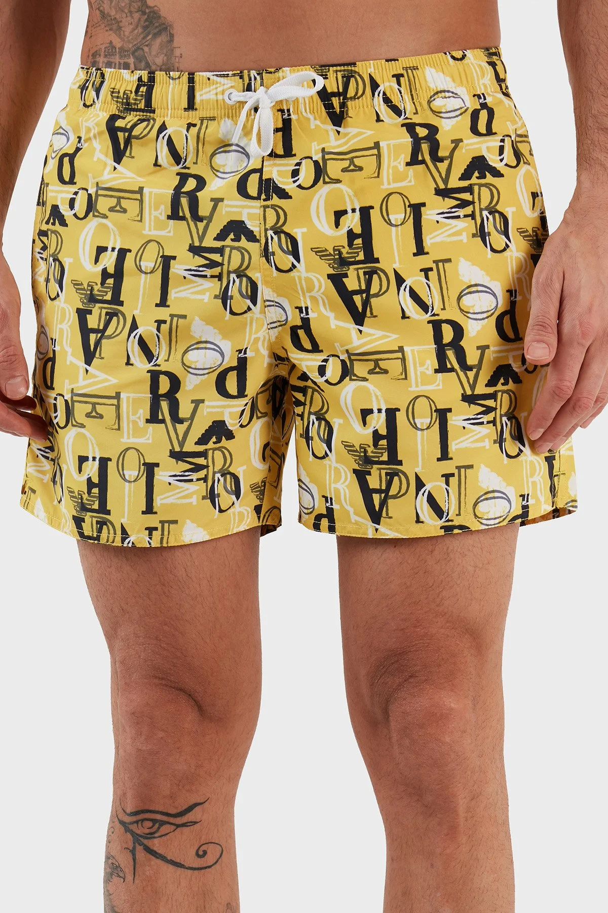 Emporio Armani Deniz Şortu Regular Fit Cepli Erkek Mayo Short 211740 3R445 10760 Sarı - 4