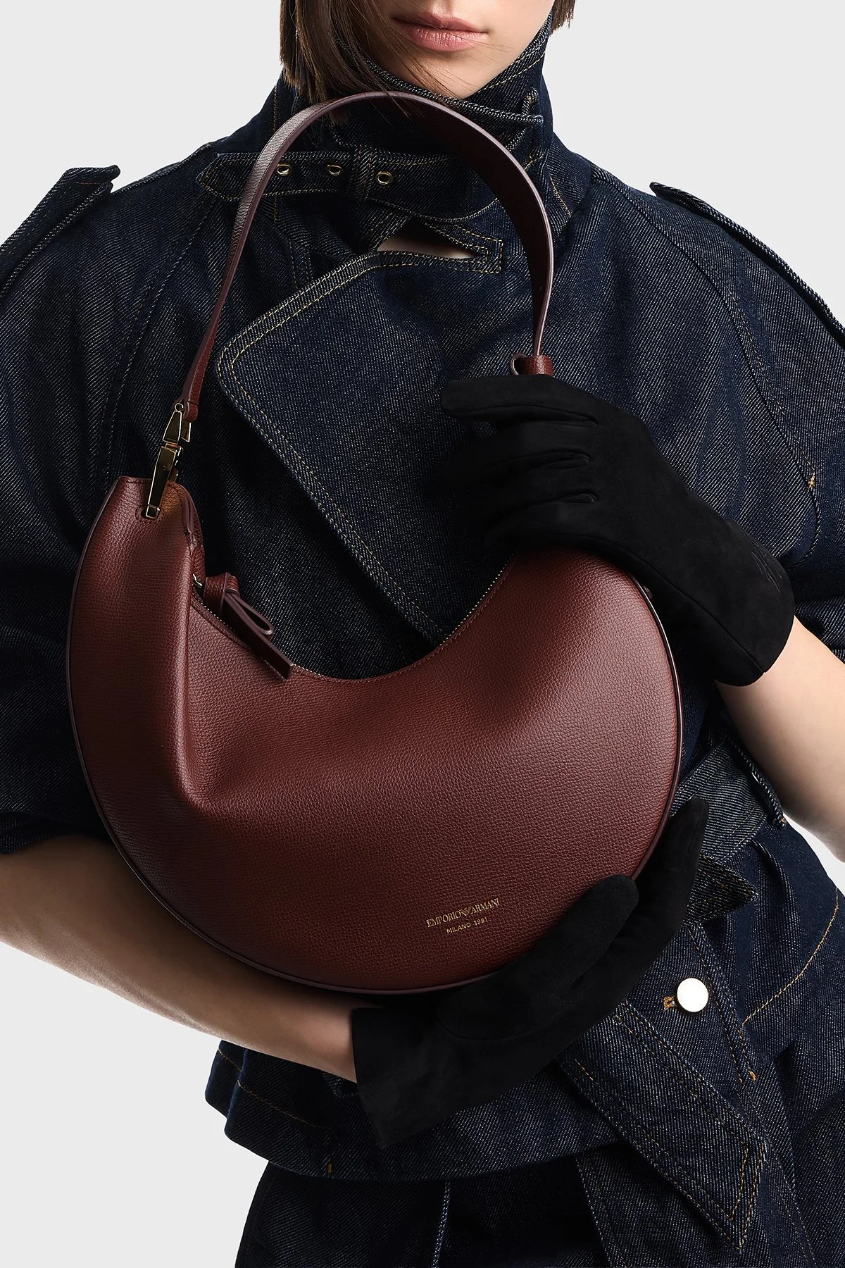 Emporio Armani Deri Çıkarılabilir Askılı Kadın Çanta EW005754 AF29459 U6017 Bordo - 2