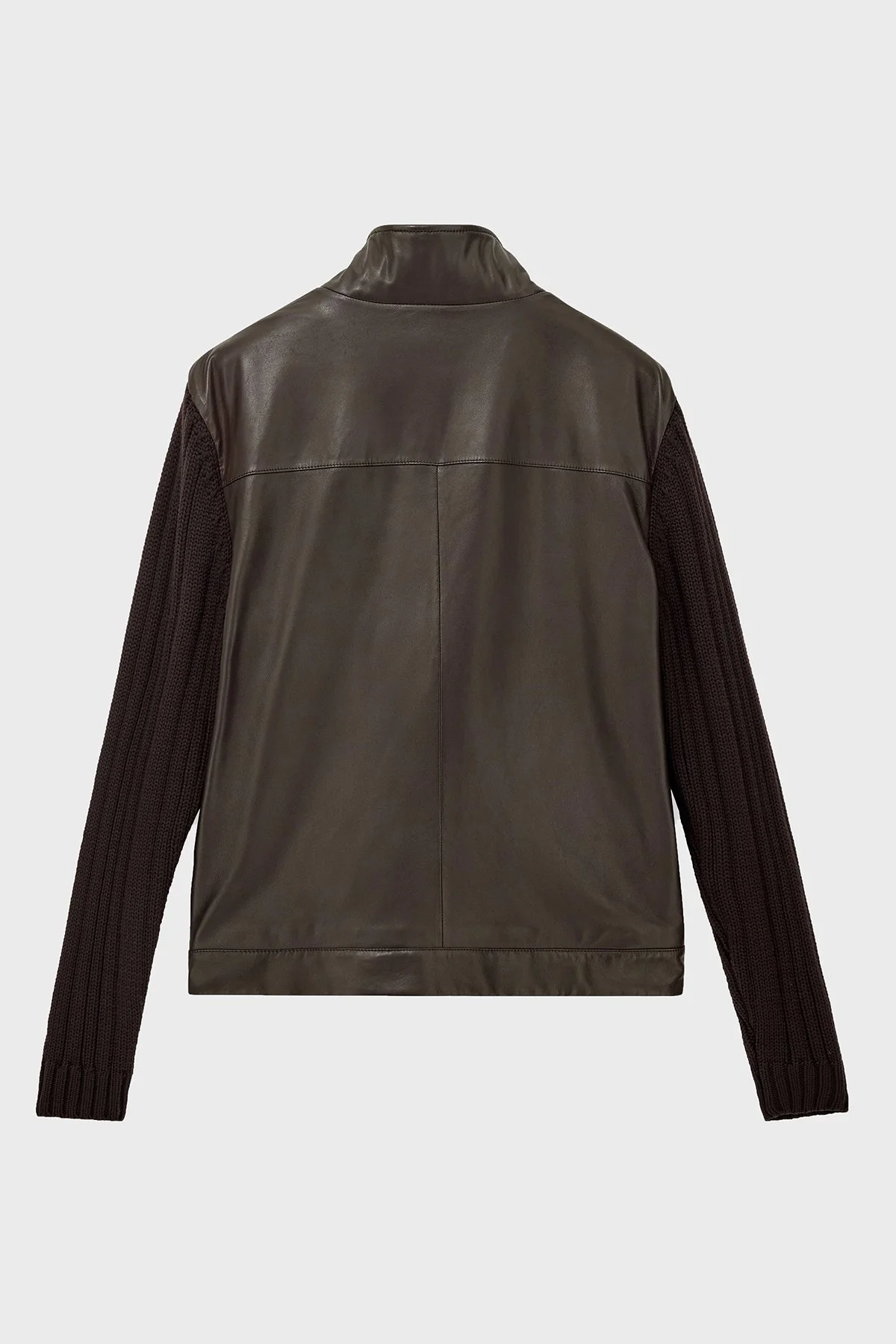 Emporio Armani Deri Dik Yaka Fermuarlı Erkek Ceket EM007276 AF29262 U6029 Koyu kahve - 4