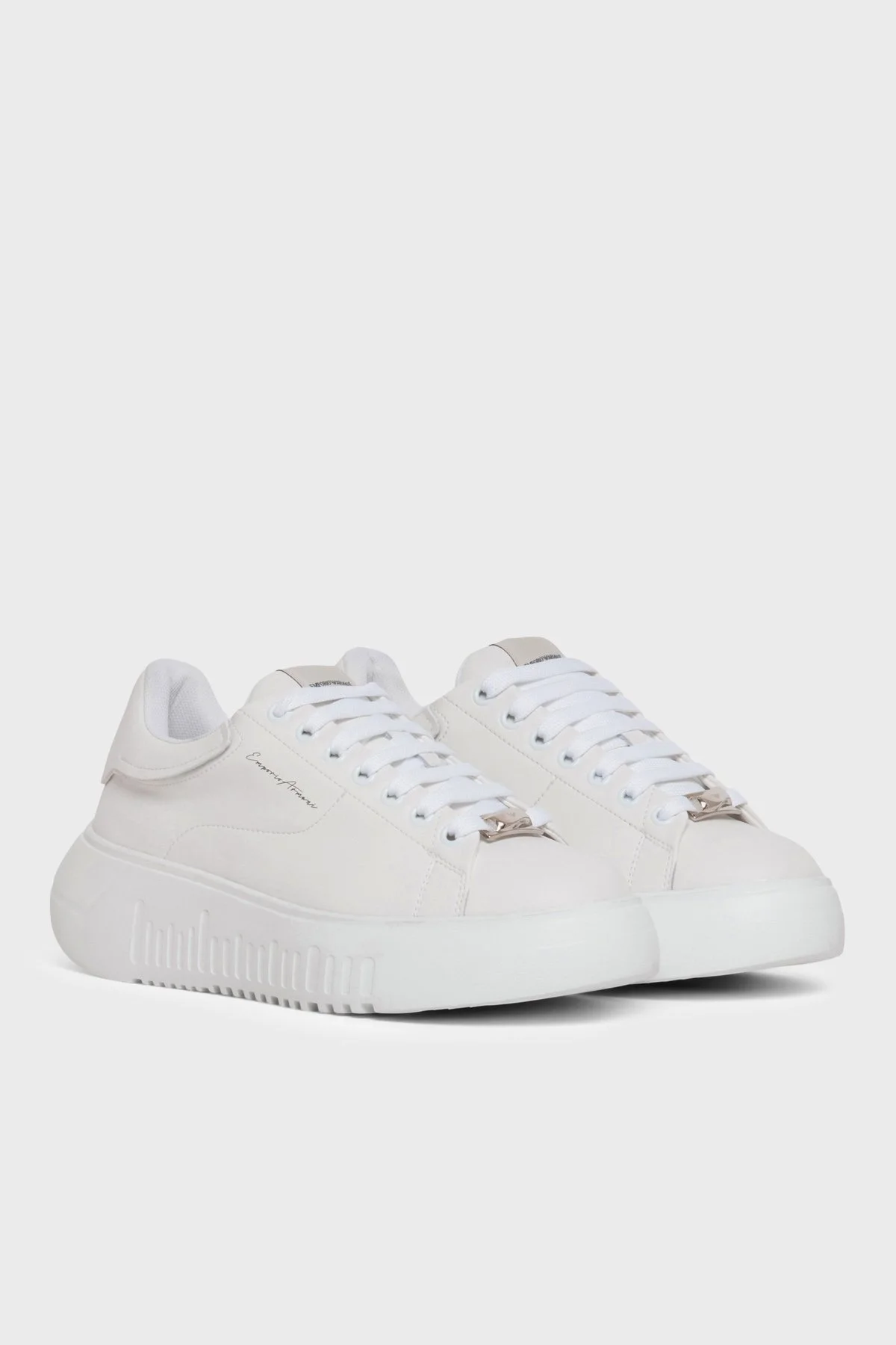 Emporio Armani Deri Karışımlı Logolu Sneaker Bayan Ayakkabı EW004804 AF24783 U0012 EKRU - 3