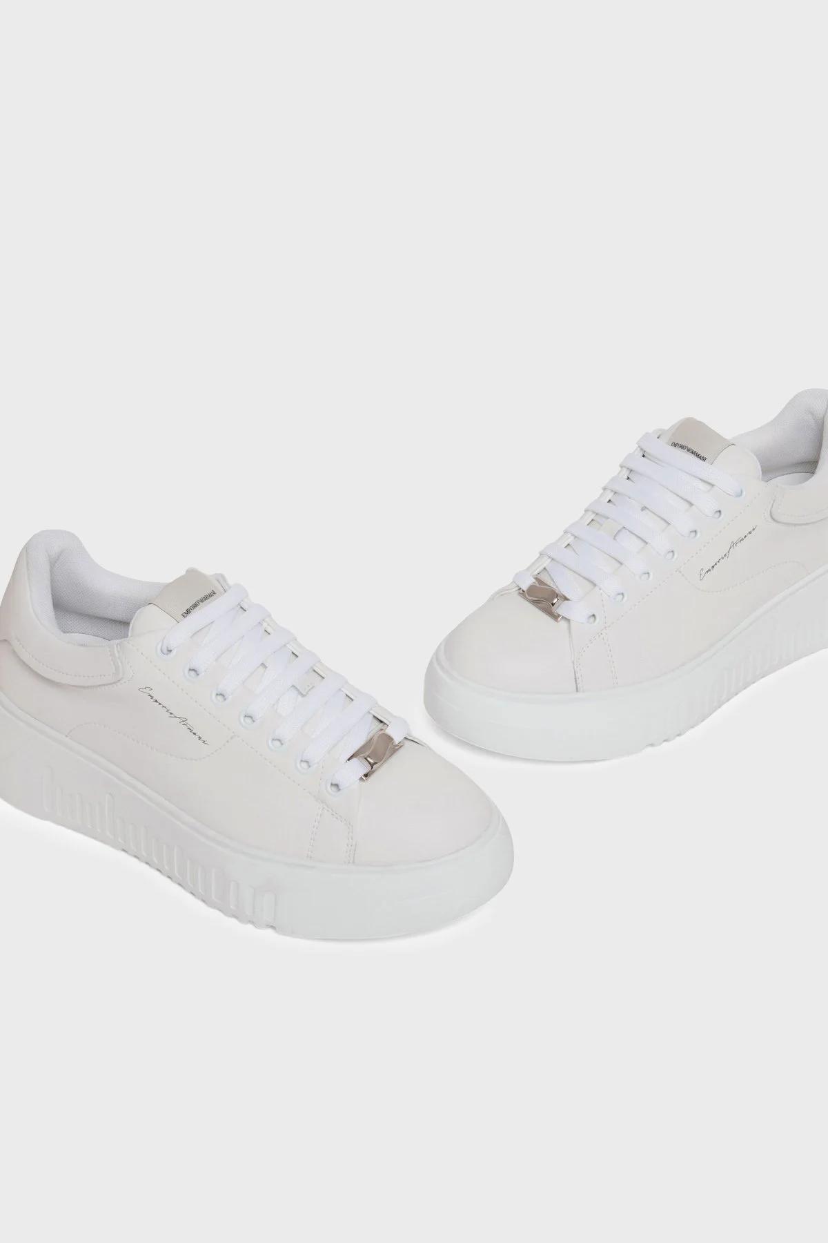 Emporio Armani Deri Karışımlı Logolu Sneaker Bayan Ayakkabı EW004804 AF24783 U0012 EKRU - 5