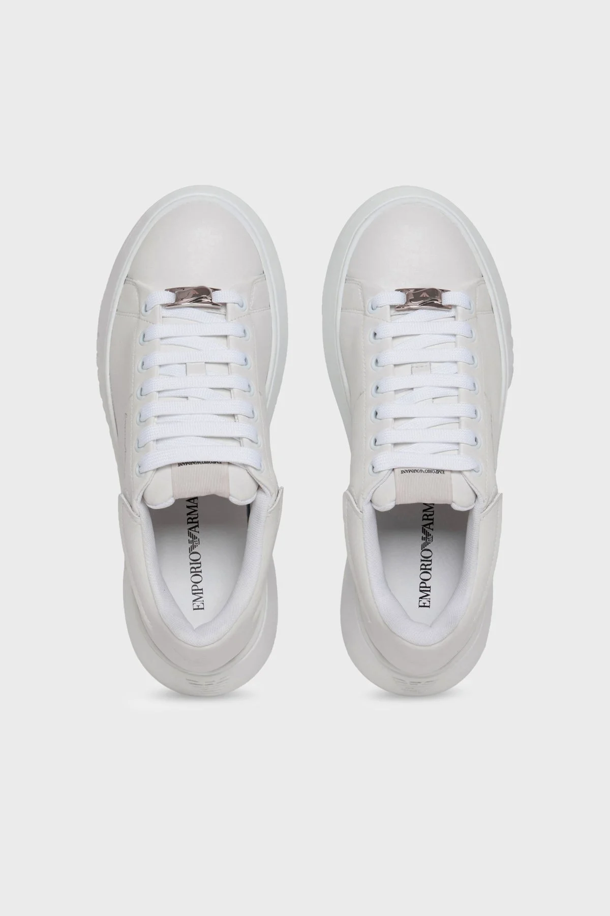 Emporio Armani Deri Karışımlı Logolu Sneaker Kadın Ayakkabı EW004804 AF24783 U0012 EKRU - 4