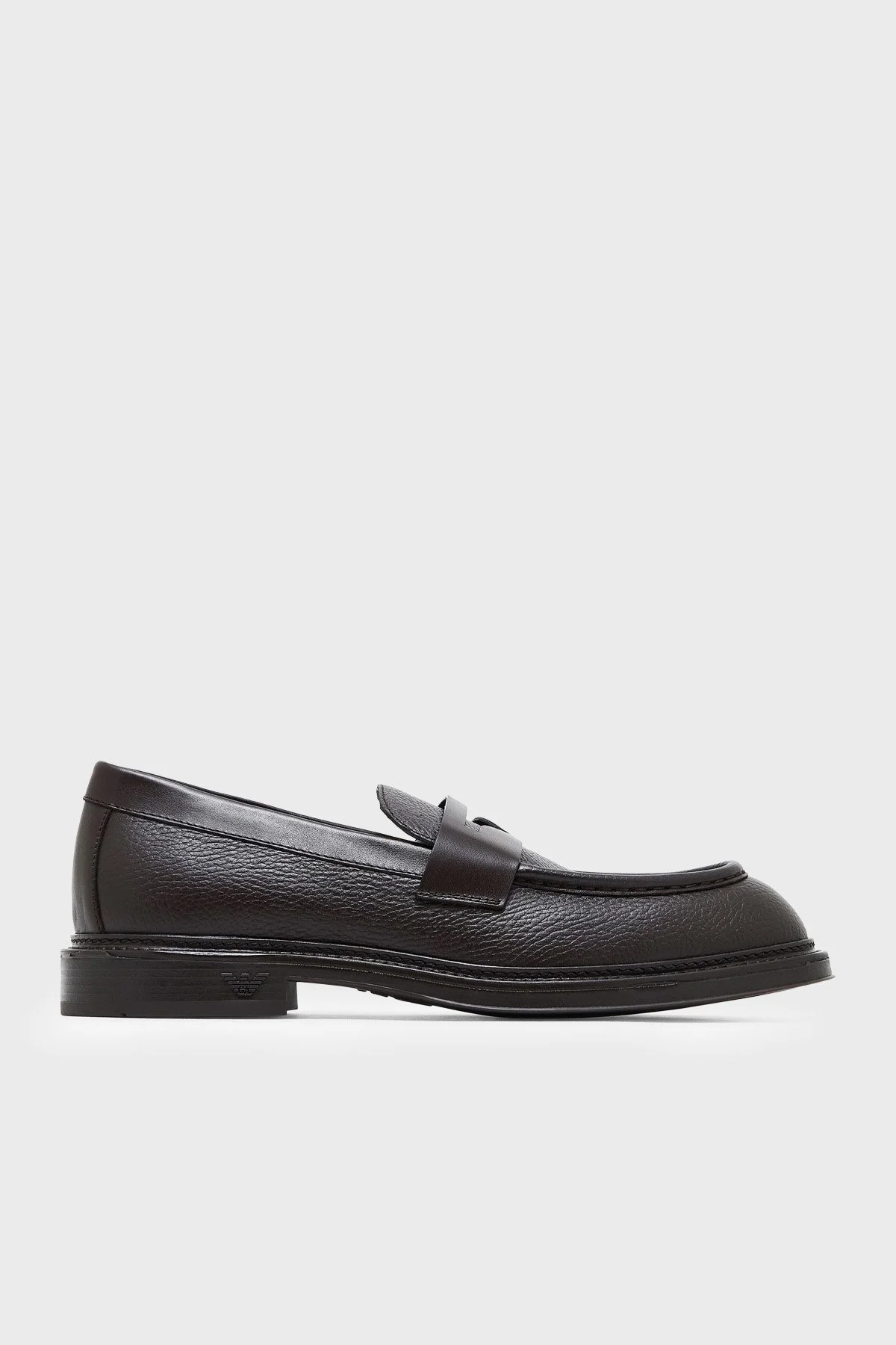 Emporio Armani Deri Loafer Erkek Ayakkabı EM003921 AF20735 U8130 Acı kahve - 1