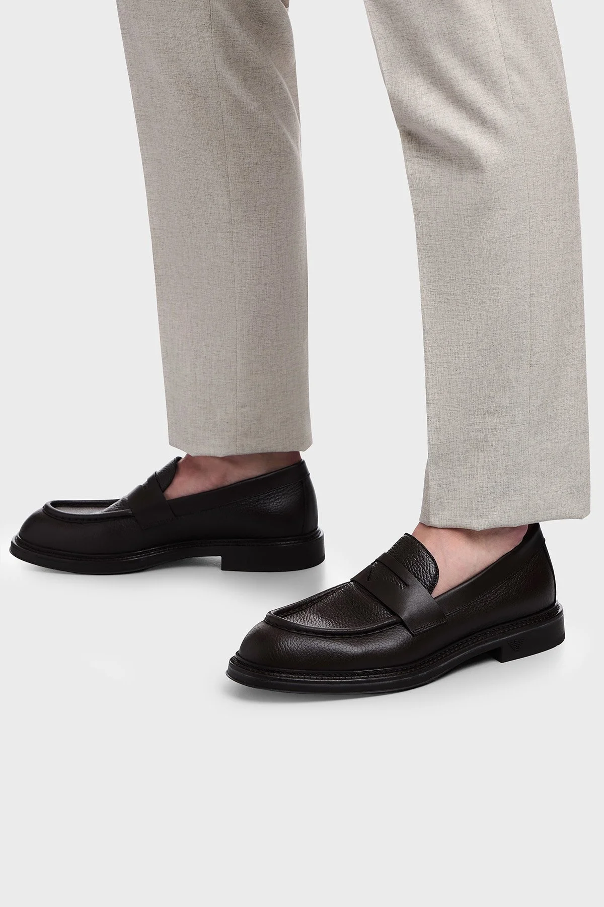 Emporio Armani Deri Loafer Erkek Ayakkabı EM003921 AF20735 U8130 Acı kahve - 2