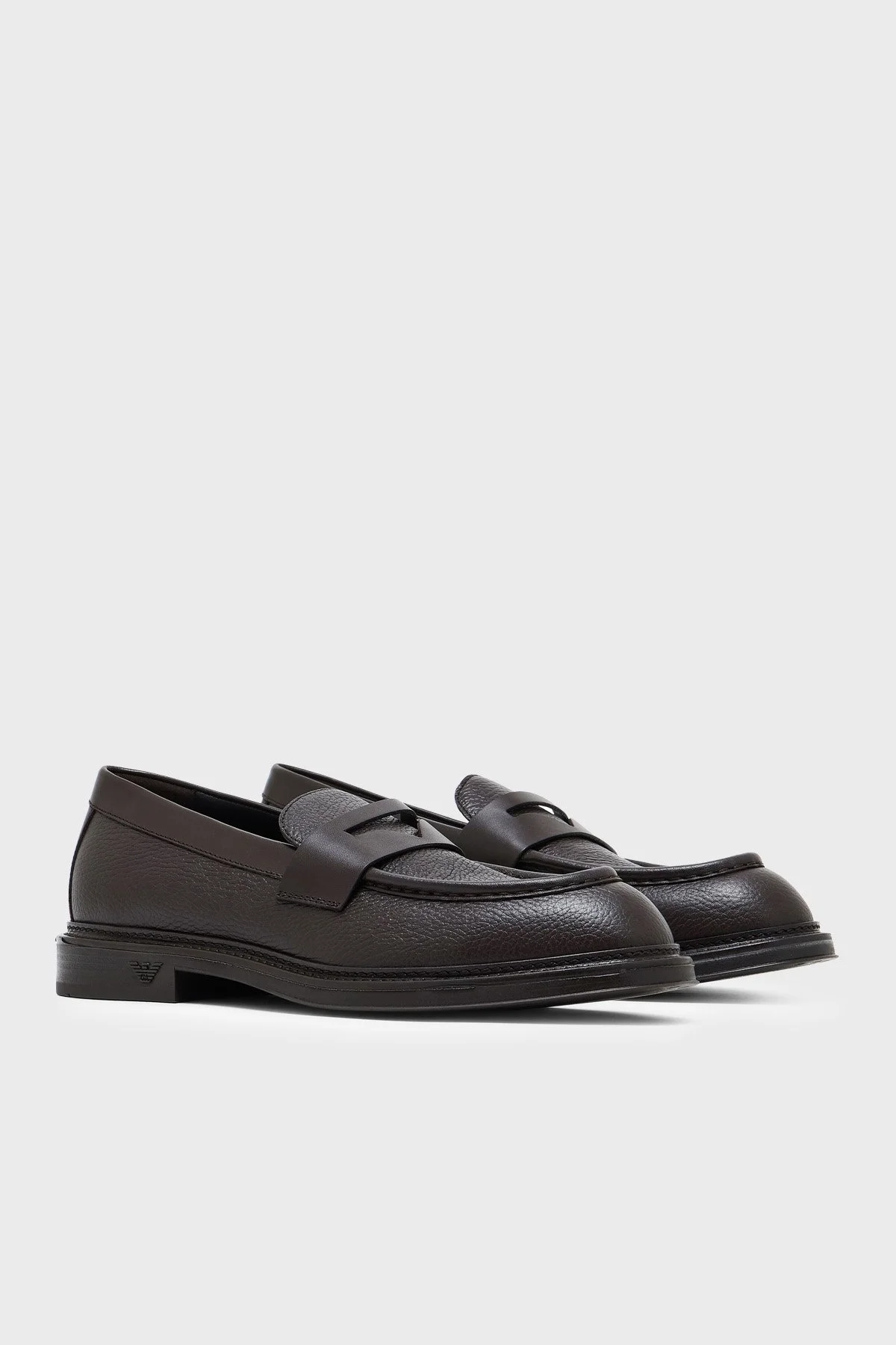 Emporio Armani Deri Loafer Erkek Ayakkabı EM003921 AF20735 U8130 Acı kahve - 3
