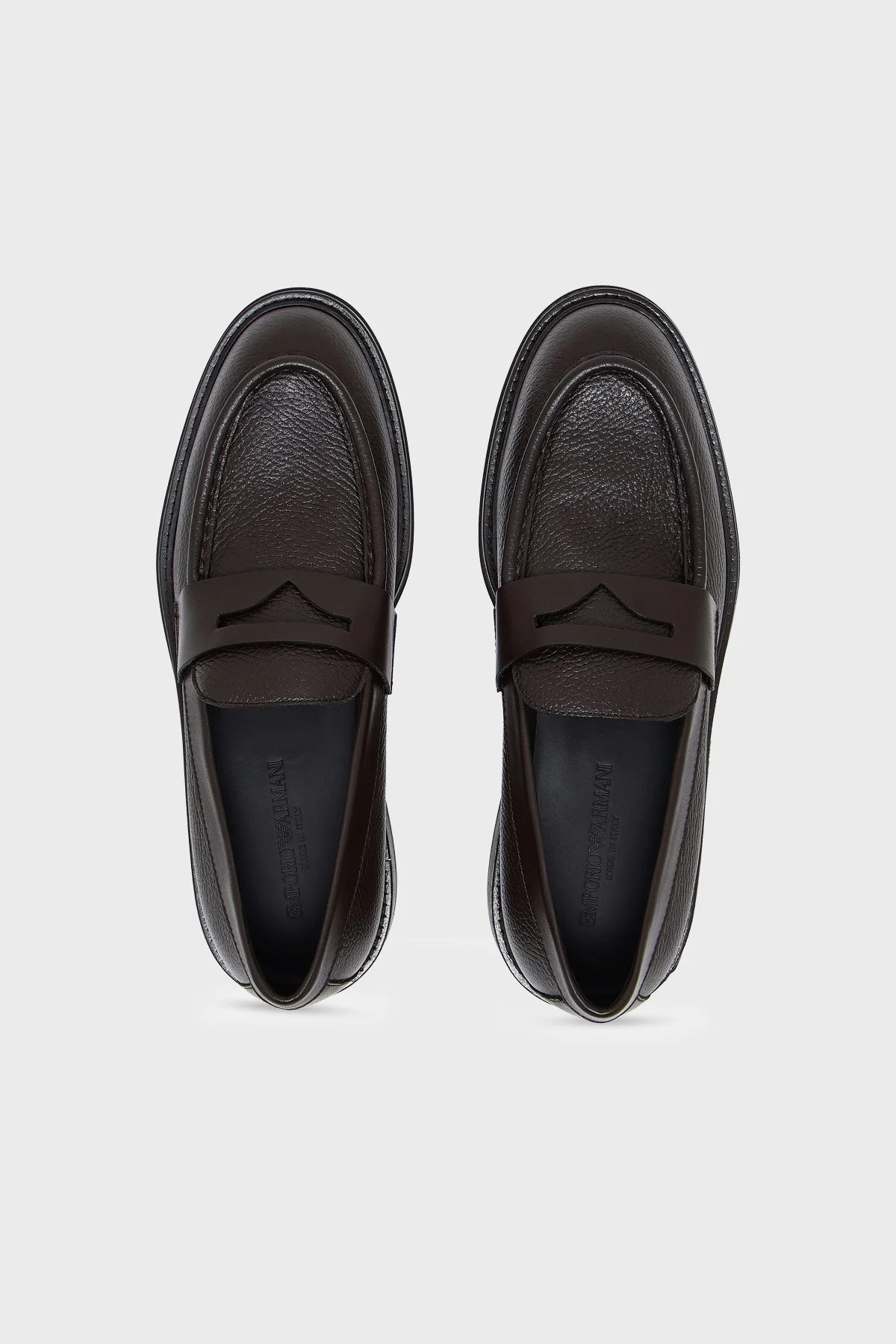 Emporio Armani Deri Loafer Erkek Ayakkabı EM003921 AF20735 U8130 Acı kahve - 4