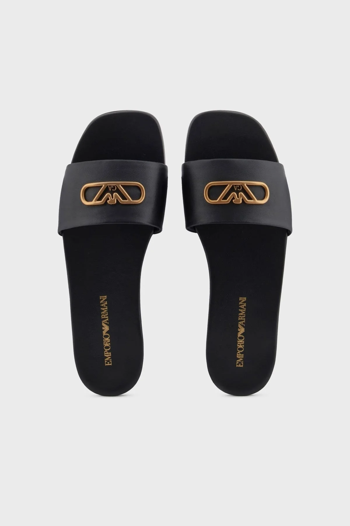 Emporio Armani Deri Logolu Bayan Terlik X3P846 XF271 00002 SİYAH - 9