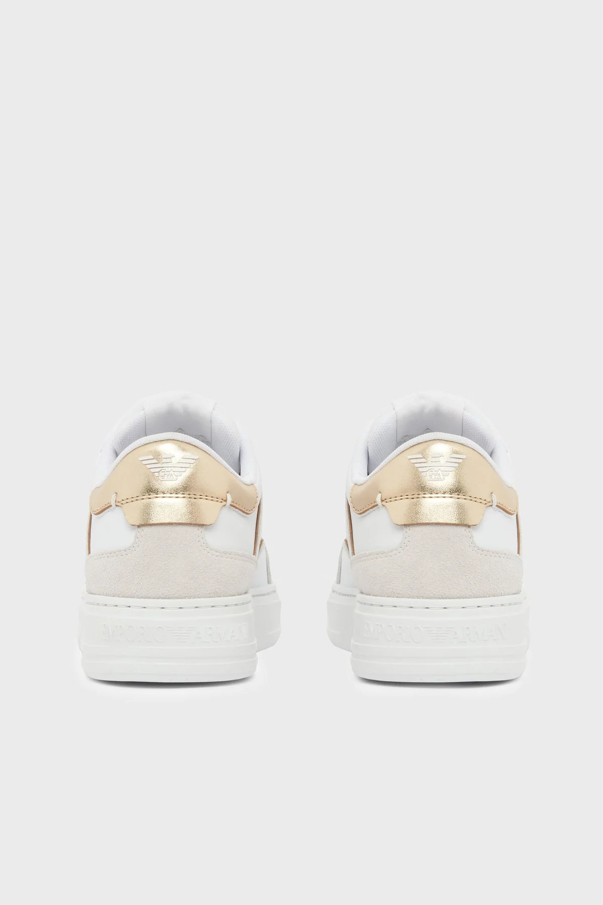 Emporio Armani Deri Logolu Sneaker Kadın Ayakkabı EW003081 AF25727 MZ773 BEYAZ-GOLD - 6