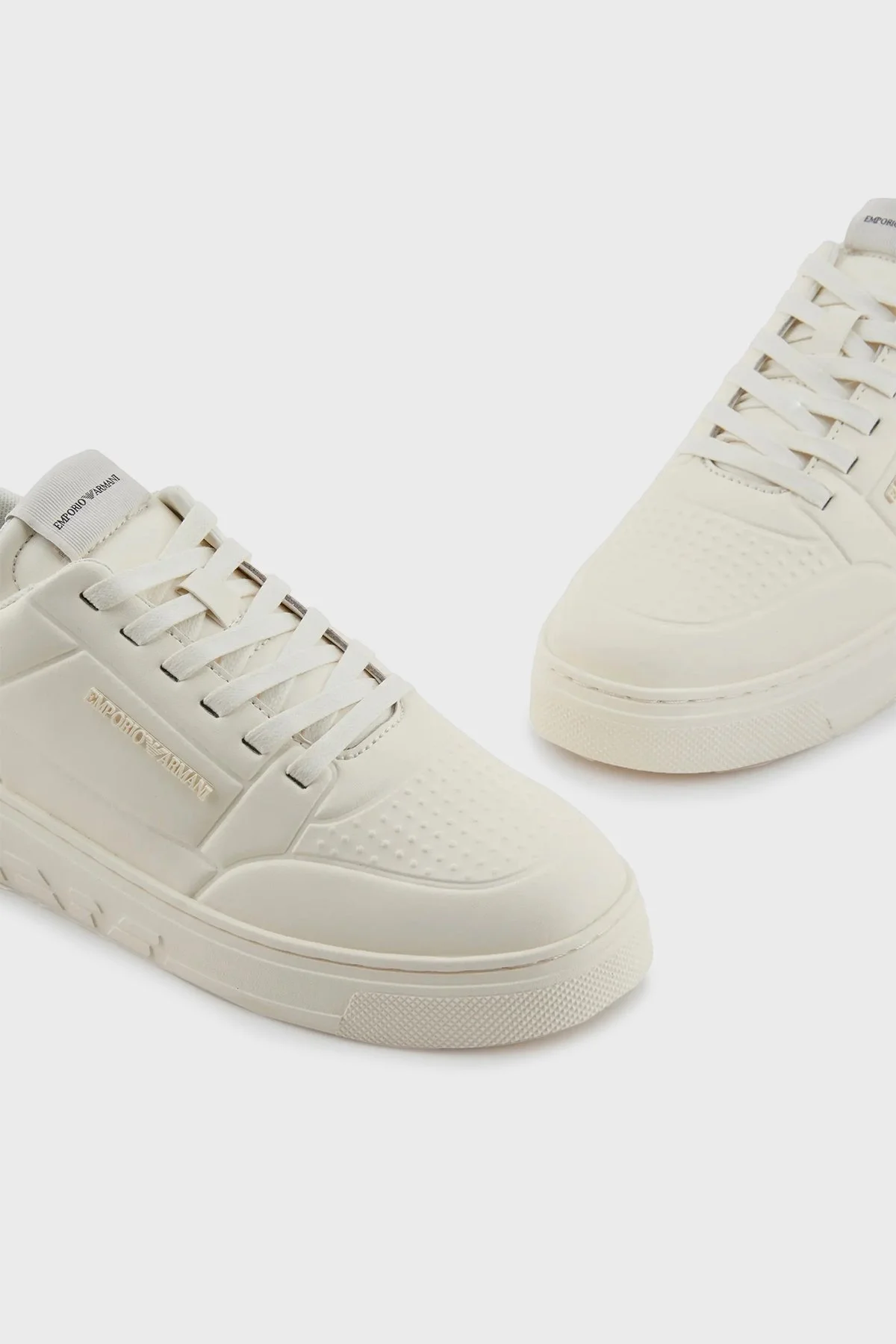 Emporio Armani Deri Logolu Sneaker Bayan Ayakkabı X3X227 XF805 00894 BEYAZ - 4