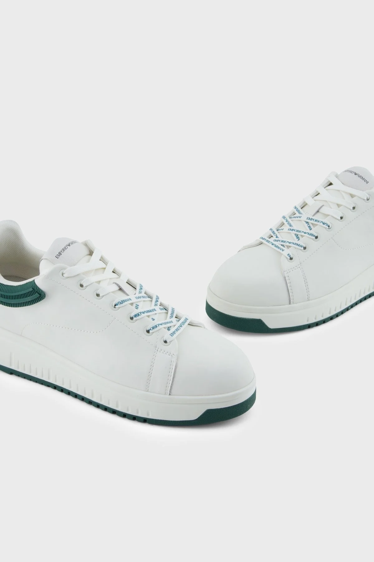 Emporio Armani Deri Logolu Sneaker Erkek Ayakkabı EM003663 AF18212 M0095 BEYAZ-HAKİ - 4