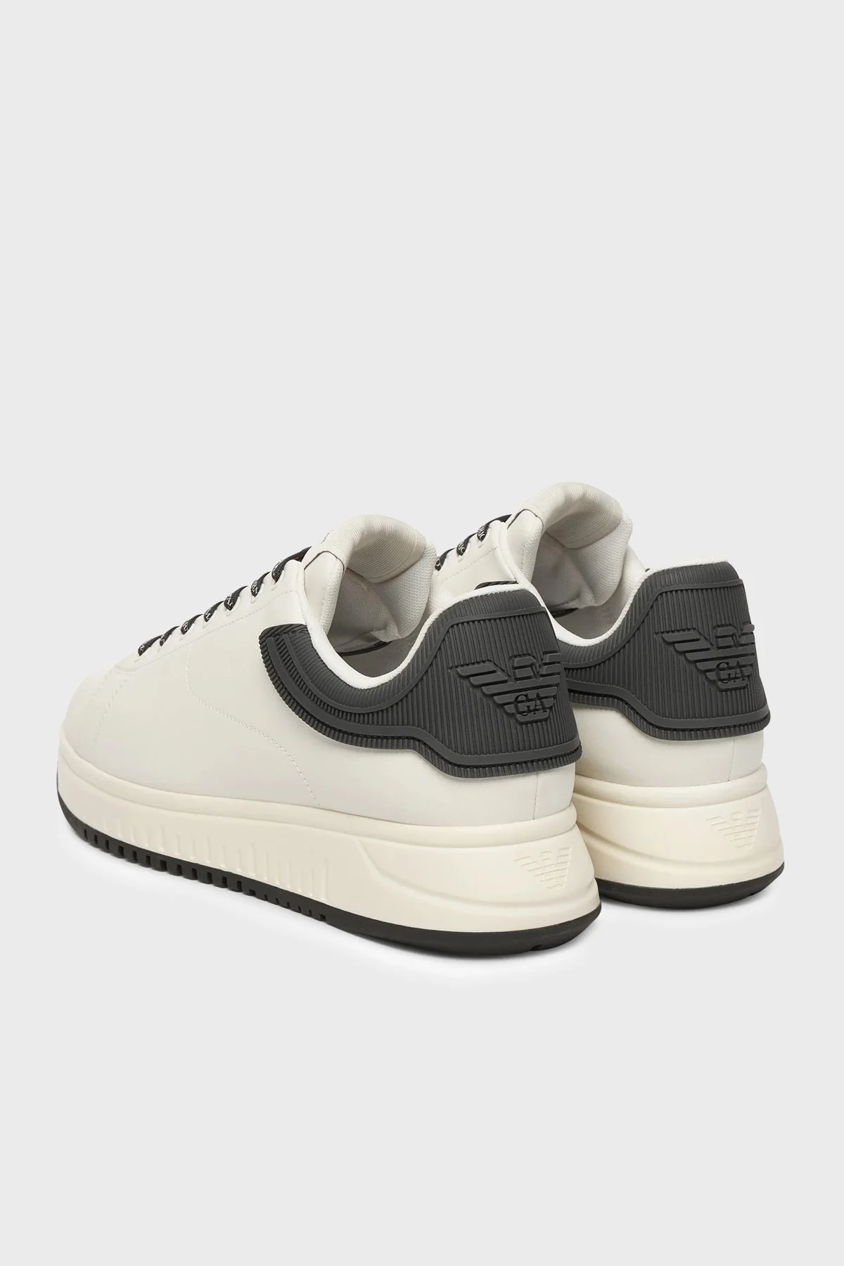 Emporio Armani Deri Logolu Sneaker Erkek Ayakkabı EM003663 AF18212 M0364 BEYAZ - 5