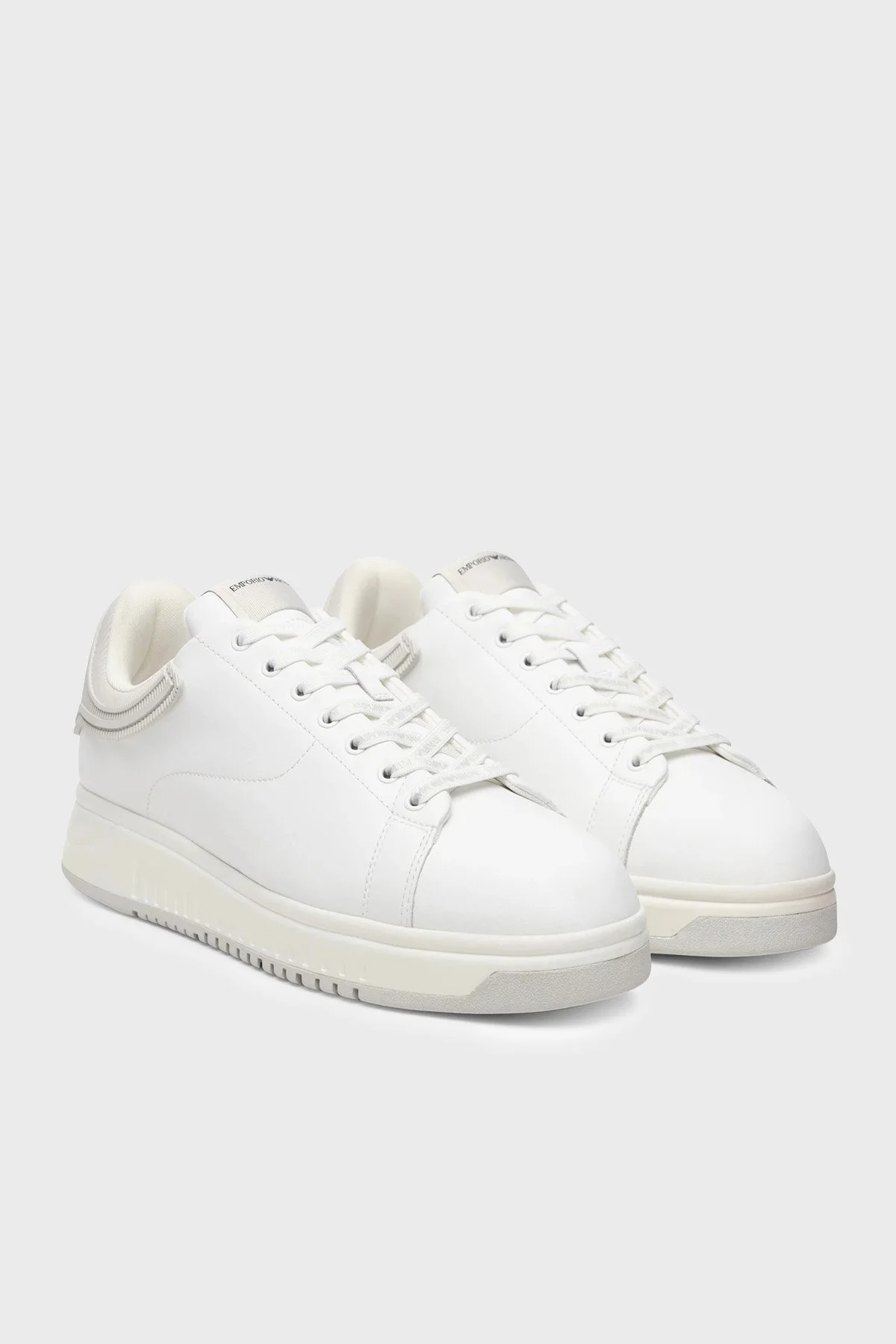 Emporio Armani Deri Logolu Sneaker Erkek Ayakkabı EM003663 AF18212 M0459 Beyaz-buz mavi - 2