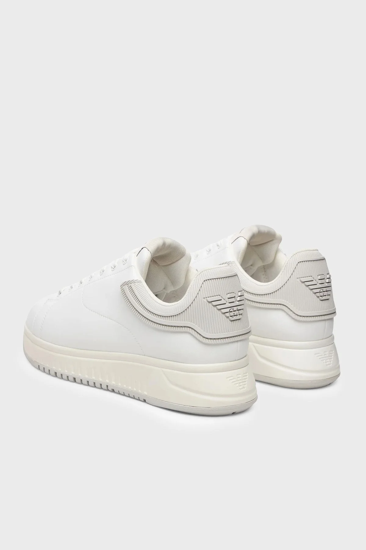 Emporio Armani Deri Logolu Sneaker Erkek Ayakkabı EM003663 AF18212 M0459 Beyaz-buz mavi - 3