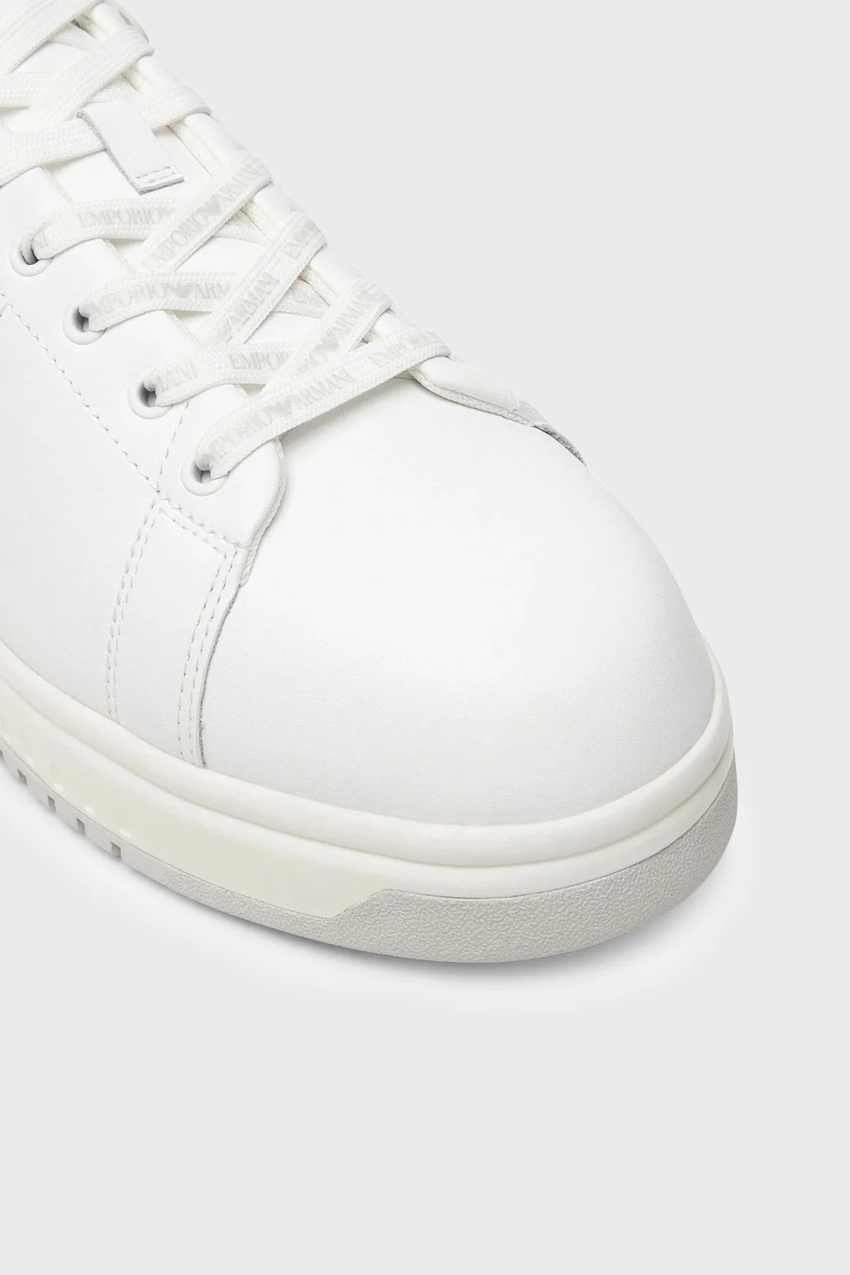 Emporio Armani Deri Logolu Sneaker Erkek Ayakkabı EM003663 AF18212 M0459 Beyaz-buz mavi - 5