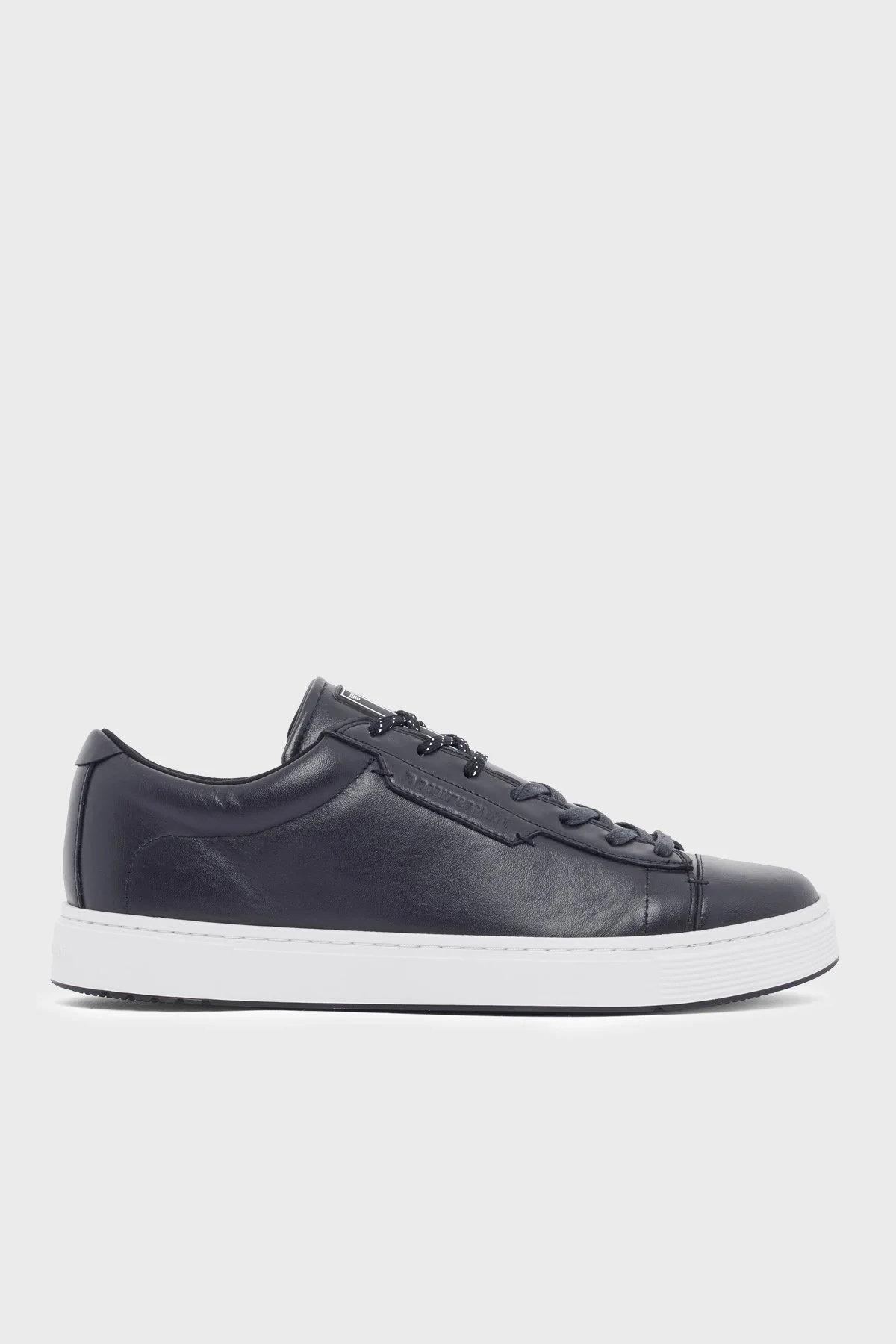 Emporio Armani Deri Logolu Sneaker Erkek Ayakkabı EM005292 AF24320 U8139 LACİVERT - 1