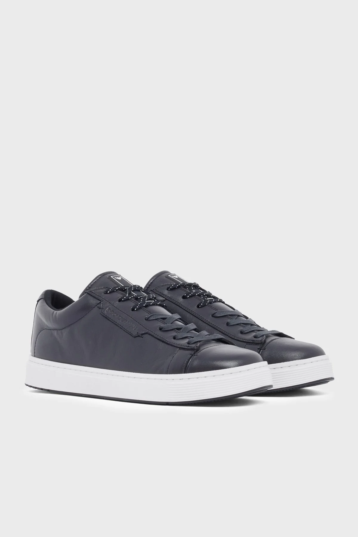 Emporio Armani Deri Logolu Sneaker Erkek Ayakkabı EM005292 AF24320 U8139 LACİVERT - 3
