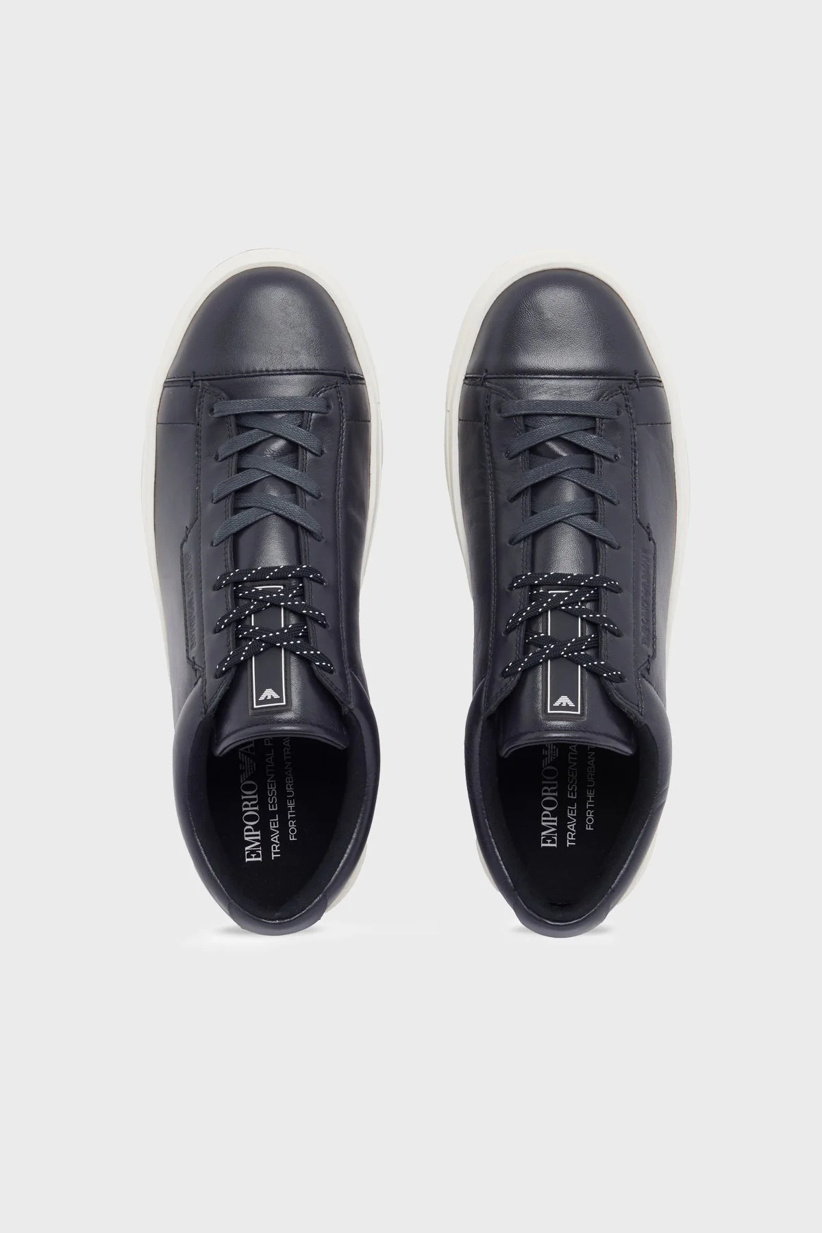 Emporio Armani Deri Logolu Sneaker Erkek Ayakkabı EM005292 AF24320 U8139 LACİVERT - 4