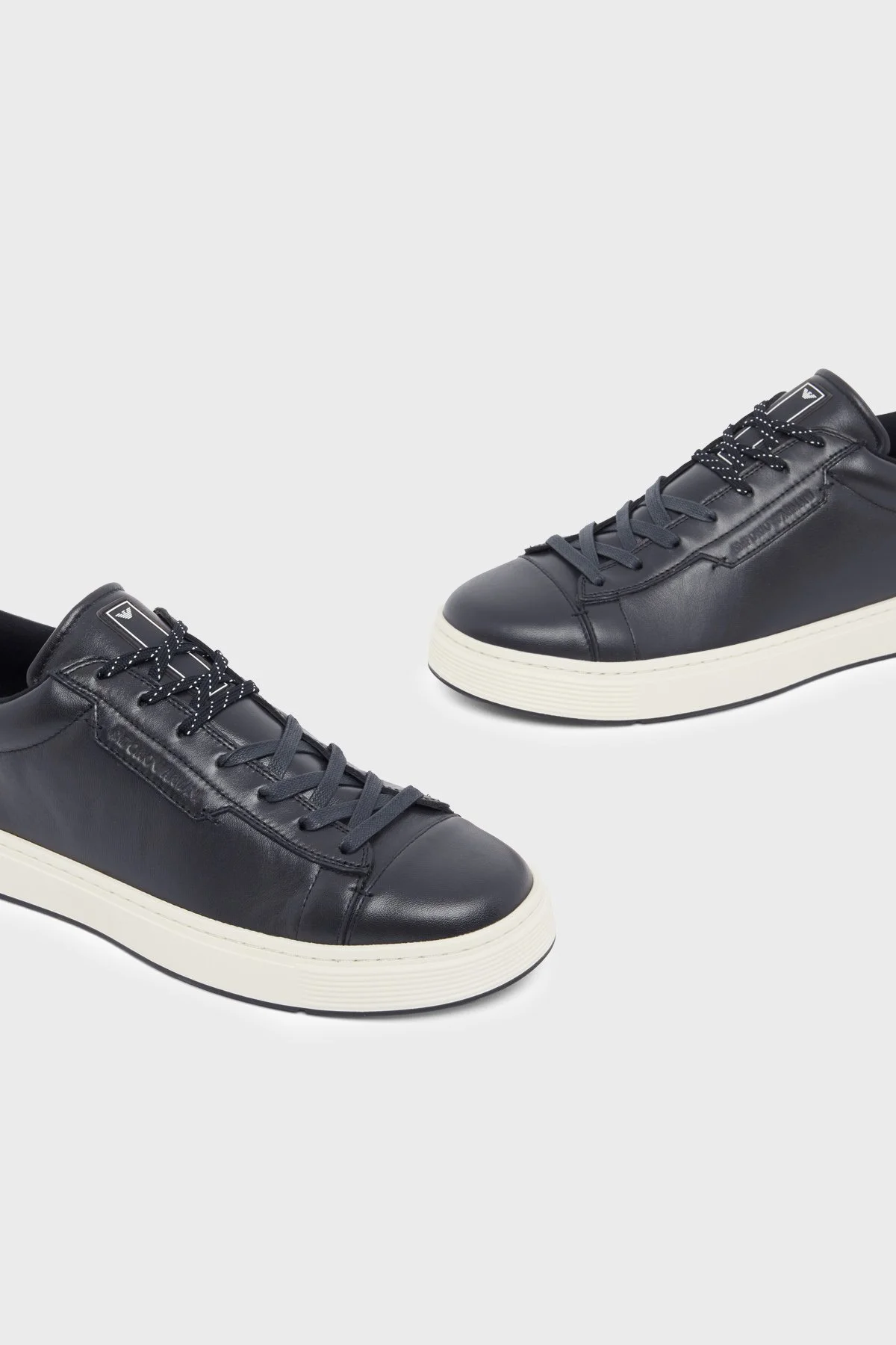 Emporio Armani Deri Logolu Sneaker Erkek Ayakkabı EM005292 AF24320 U8139 LACİVERT - 5
