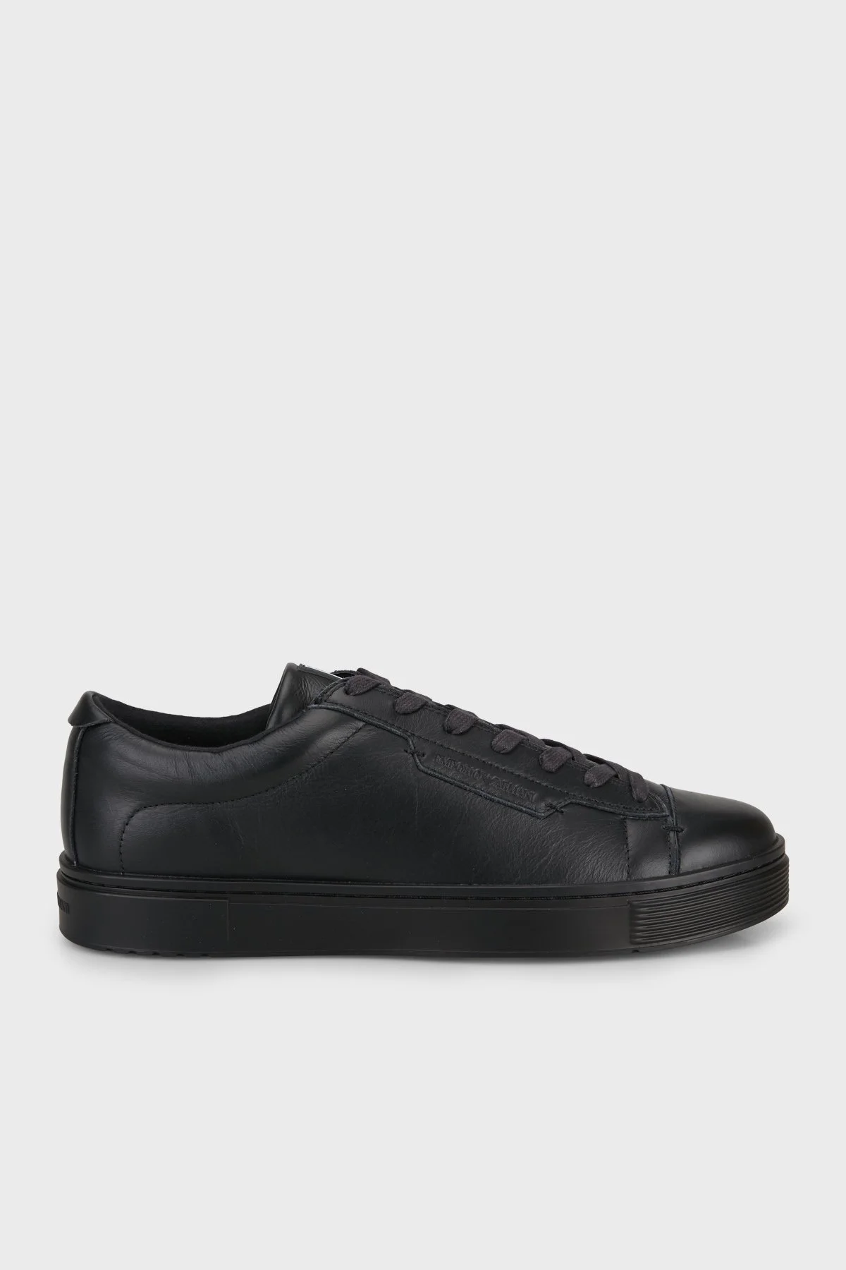 Emporio Armani Deri Logolu Sneaker Erkek Ayakkabı EM005292 AF24320 UC001 SİYAH - 1
