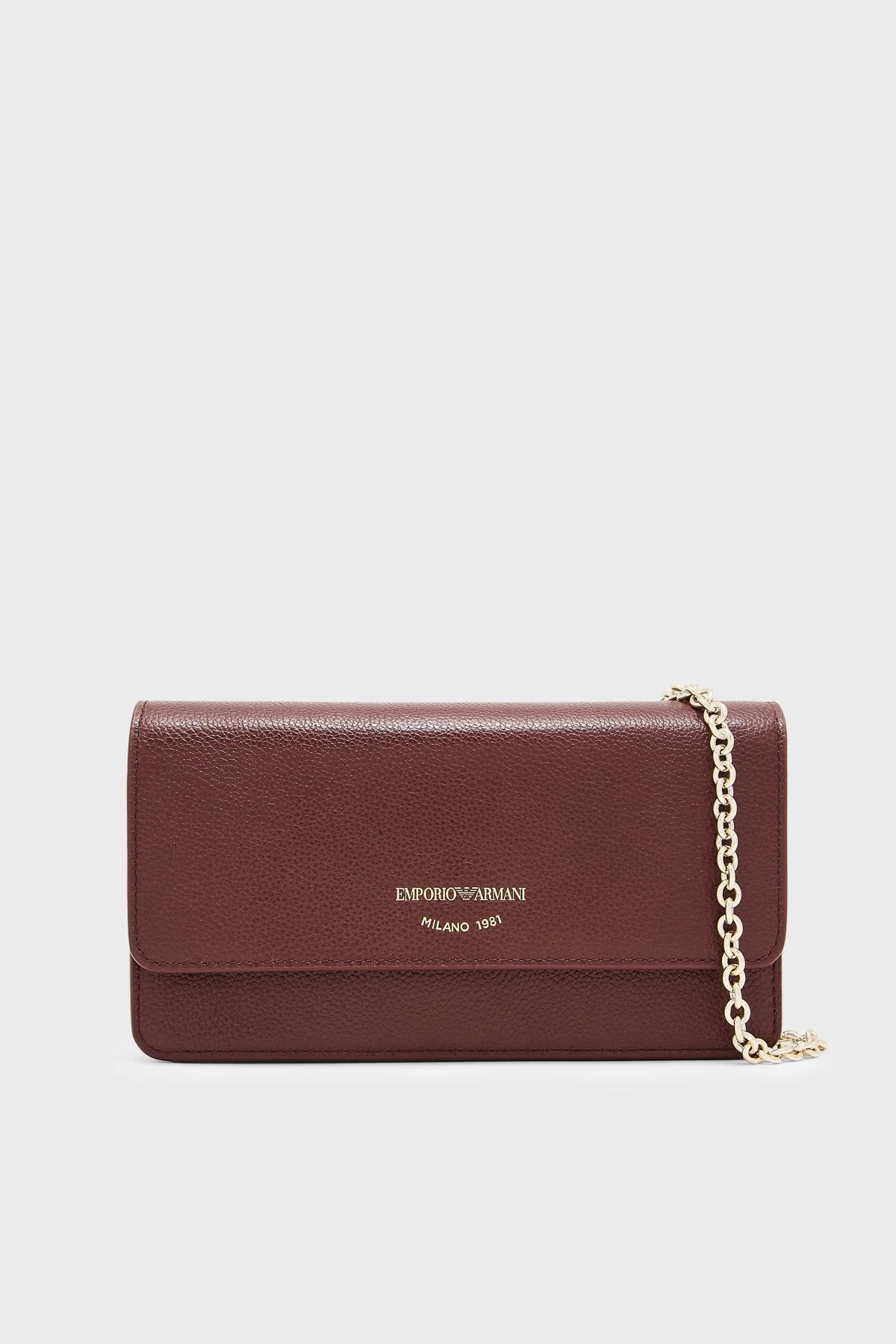 Emporio Armani Deri Logolu Zincir Askılı Kadın Çanta EW003036 AF19568 U6017 Bordo - 1
