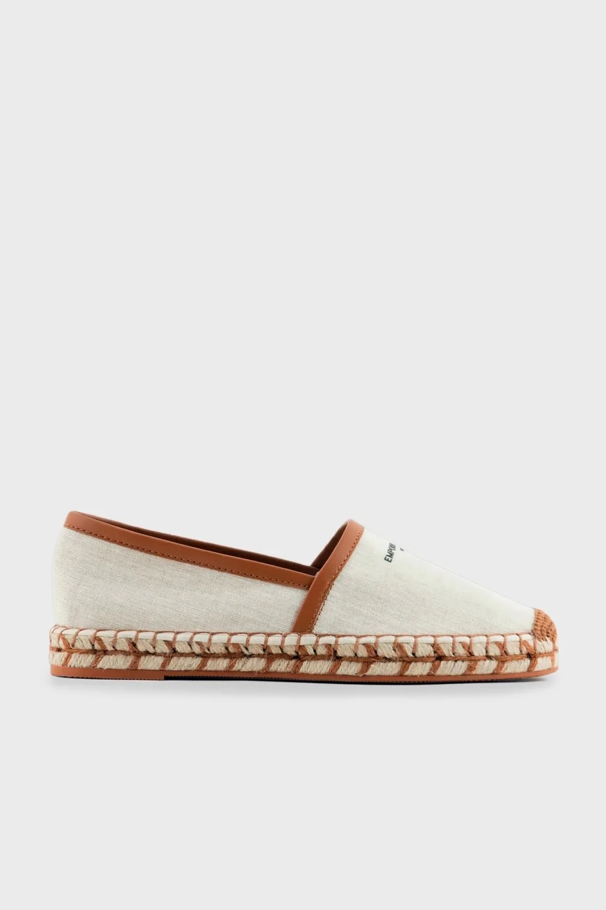 Emporio Armani Deri Şeritli Keten Ayakkabı Bayan Espadril X3S033 XR136 A102 BEJ - 1