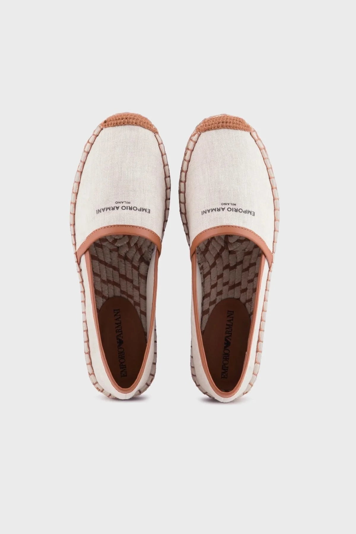Emporio Armani Deri Şeritli Keten Ayakkabı Bayan Espadril X3S033 XR136 A102 BEJ - 3