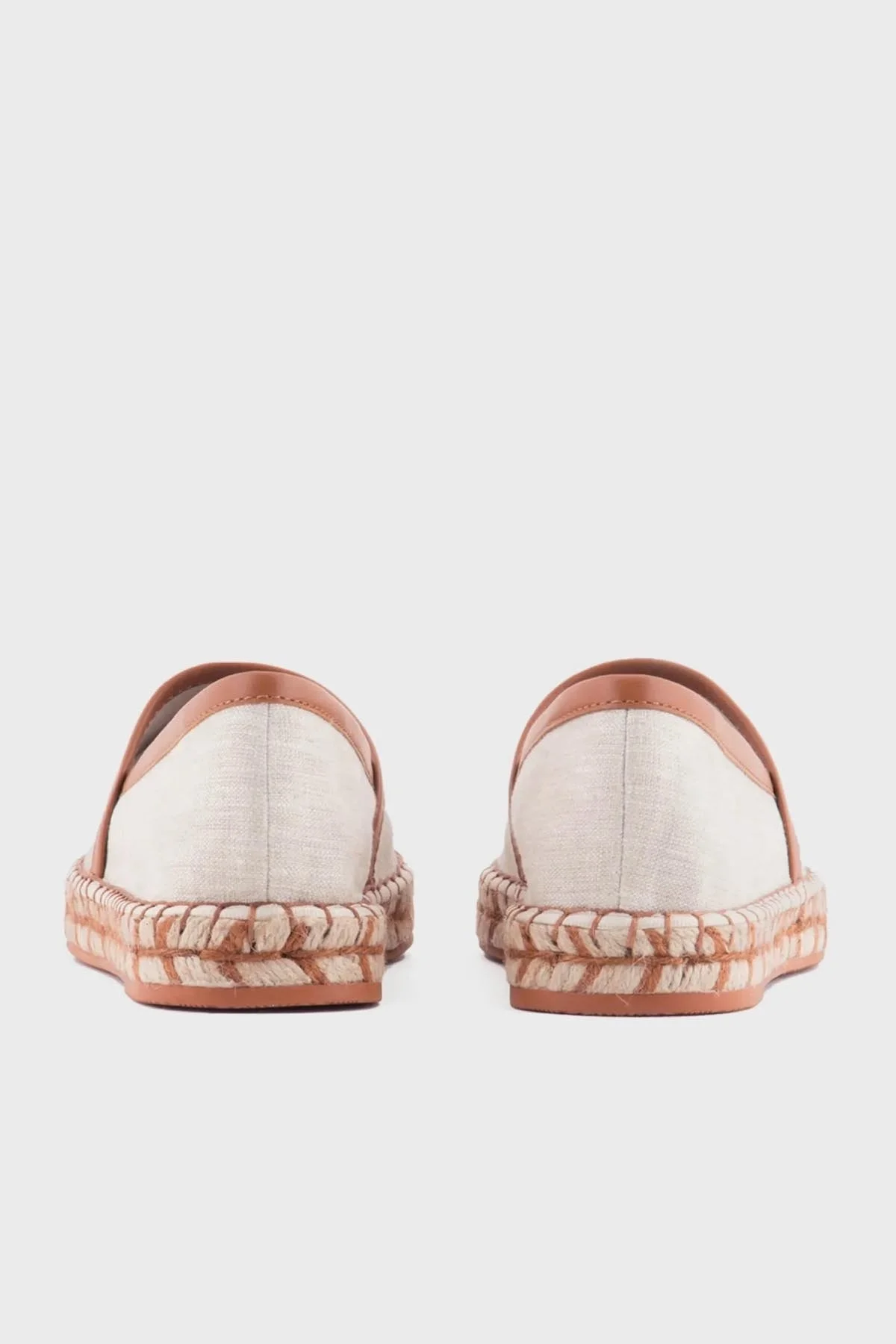 Emporio Armani Deri Şeritli Keten Ayakkabı Bayan Espadril X3S033 XR136 A102 BEJ - 4