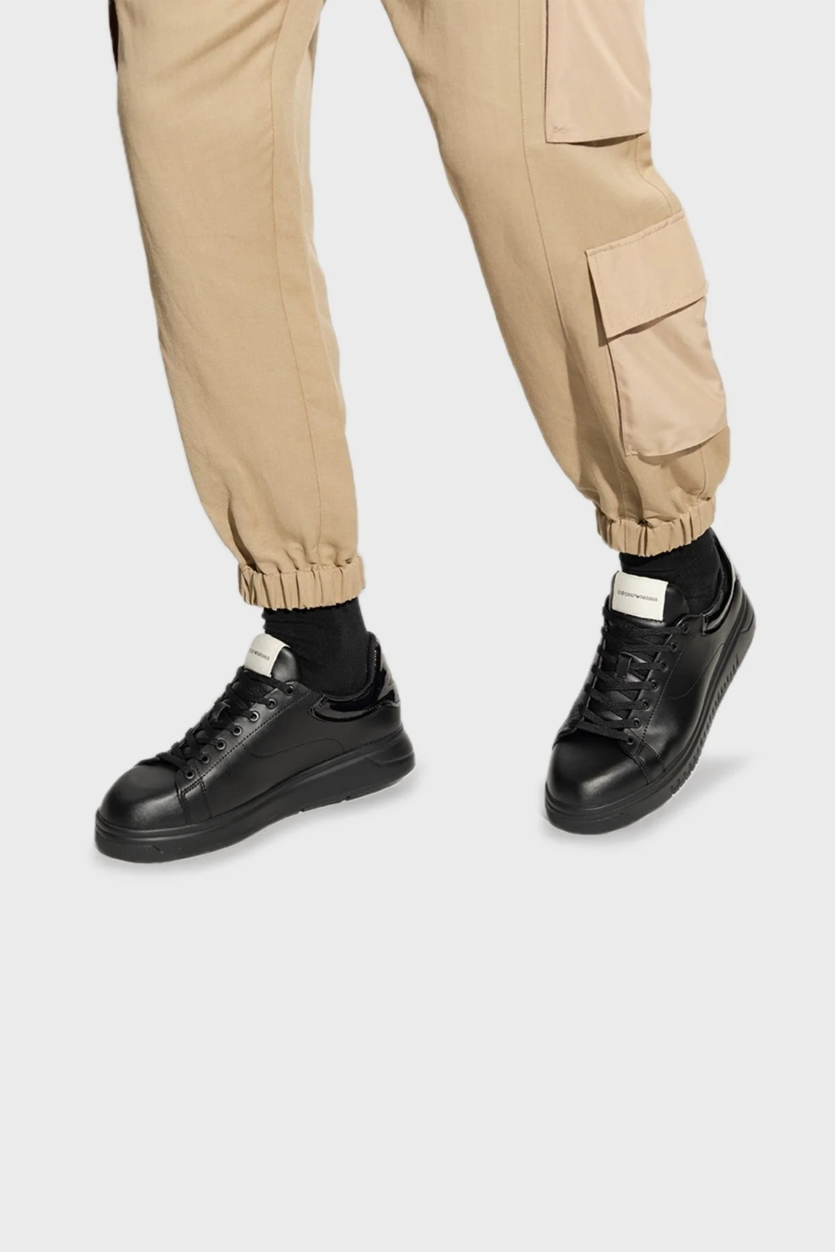 Emporio Armani Deri Sneaker Erkek Ayakkabı X4X264 XN818 K001 SİYAH - 2