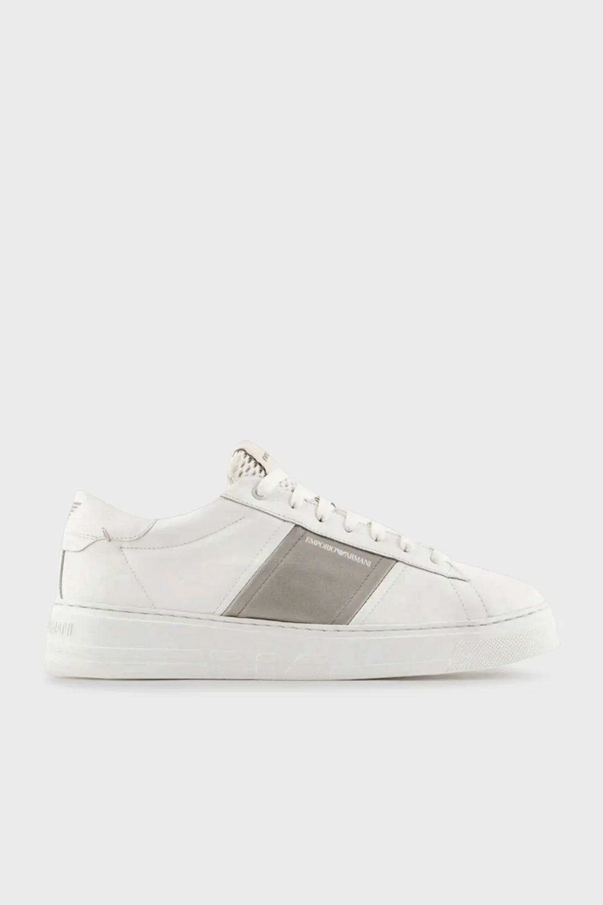 Emporio Armani Deri Sneaker Erkek Ayakkabı X4X570 XN840 K525 BEYAZ-YEŞİL - 1