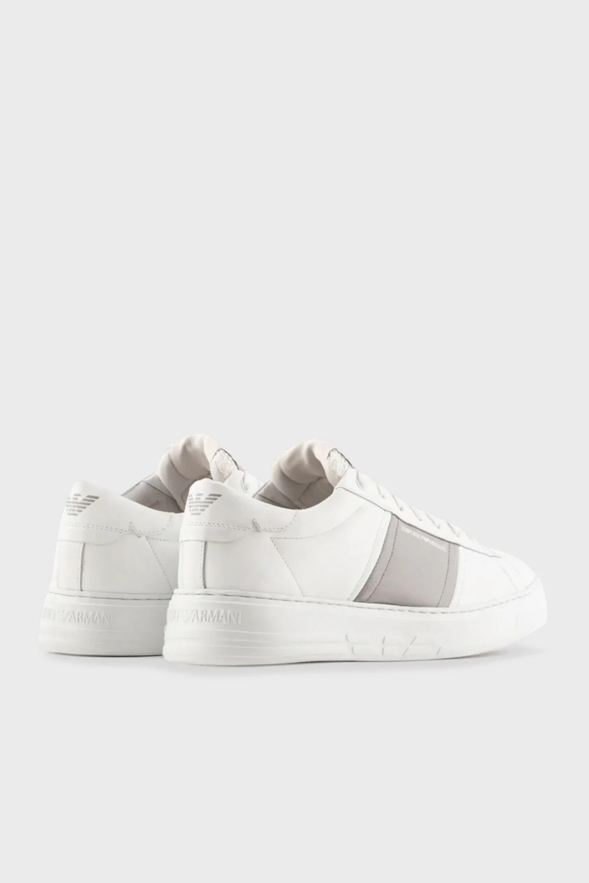 Emporio Armani Deri Sneaker Erkek Ayakkabı X4X570 XN840 K525 BEYAZ-YEŞİL - 2