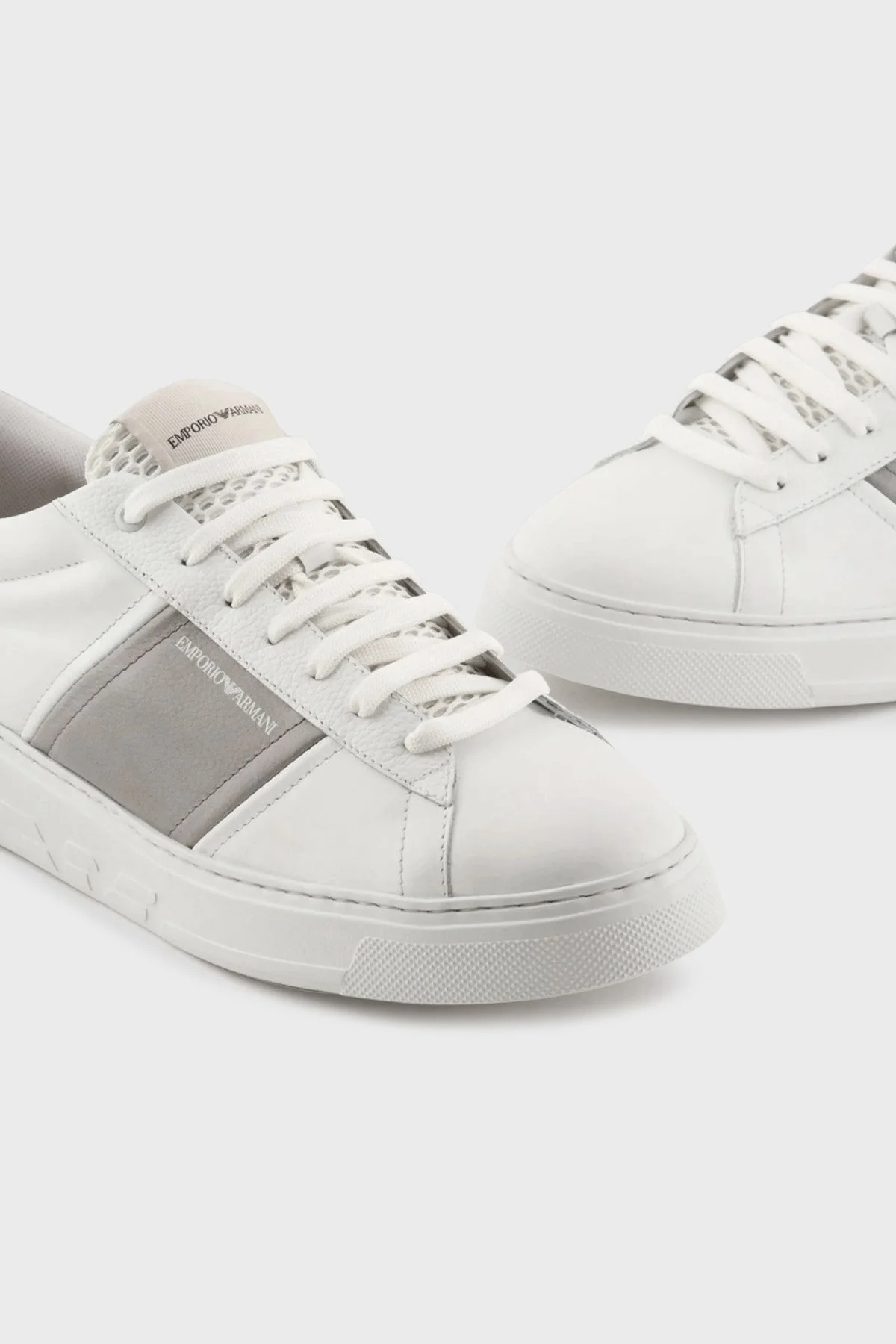 Emporio Armani Deri Sneaker Erkek Ayakkabı X4X570 XN840 K525 BEYAZ-YEŞİL - 3
