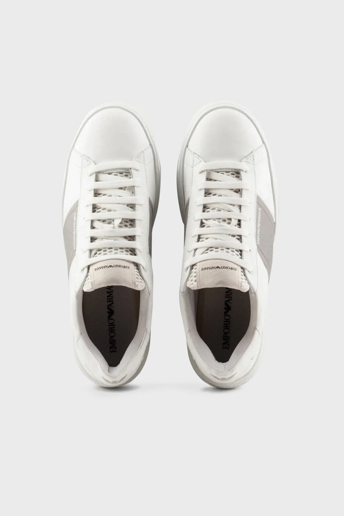 Emporio Armani Deri Sneaker Erkek Ayakkabı X4X570 XN840 K525 BEYAZ-YEŞİL - 4