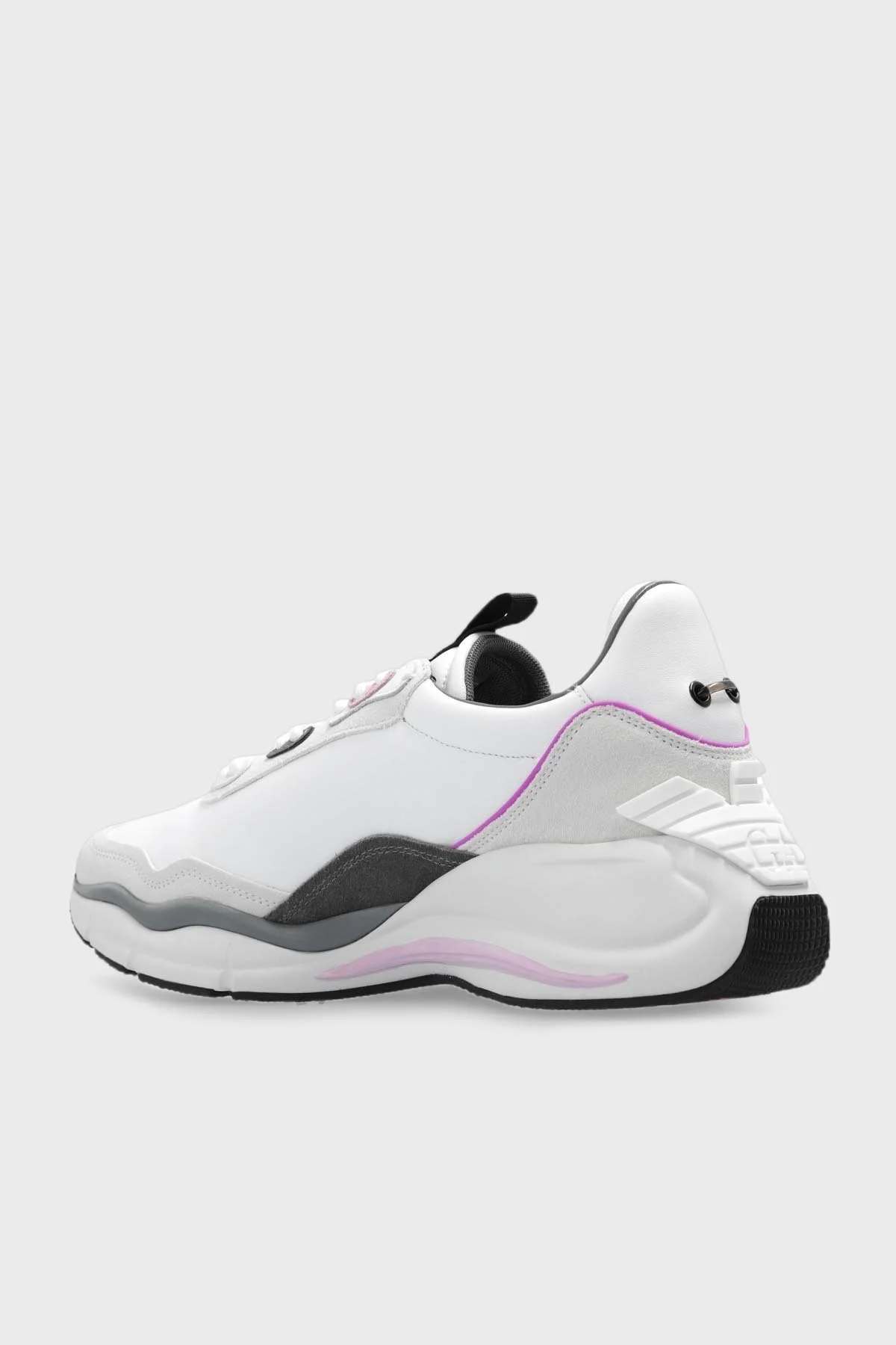 Emporio Armani Deri Süet Sneaker Bayan Ayakkabı X3X215 XR120 C673 BEYAZ-GRİ - 3