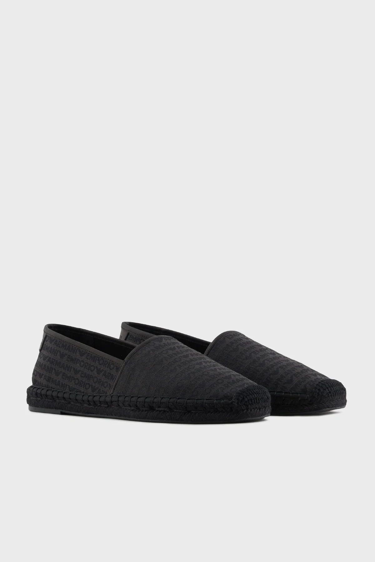 Emporio Armani Deri Tamamı Logolu Erkek Espadril X4S030 XR338 K001 SİYAH - 8