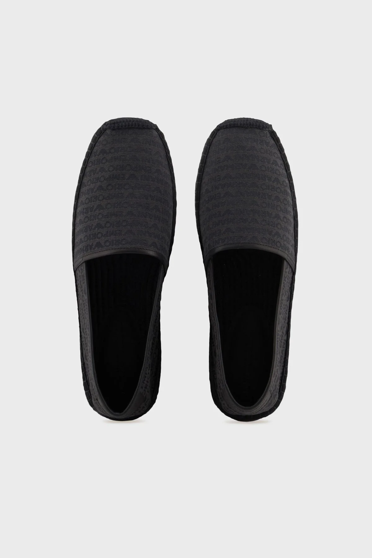 Emporio Armani Deri Tamamı Logolu Erkek Espadril X4S030 XR338 K001 SİYAH - 9