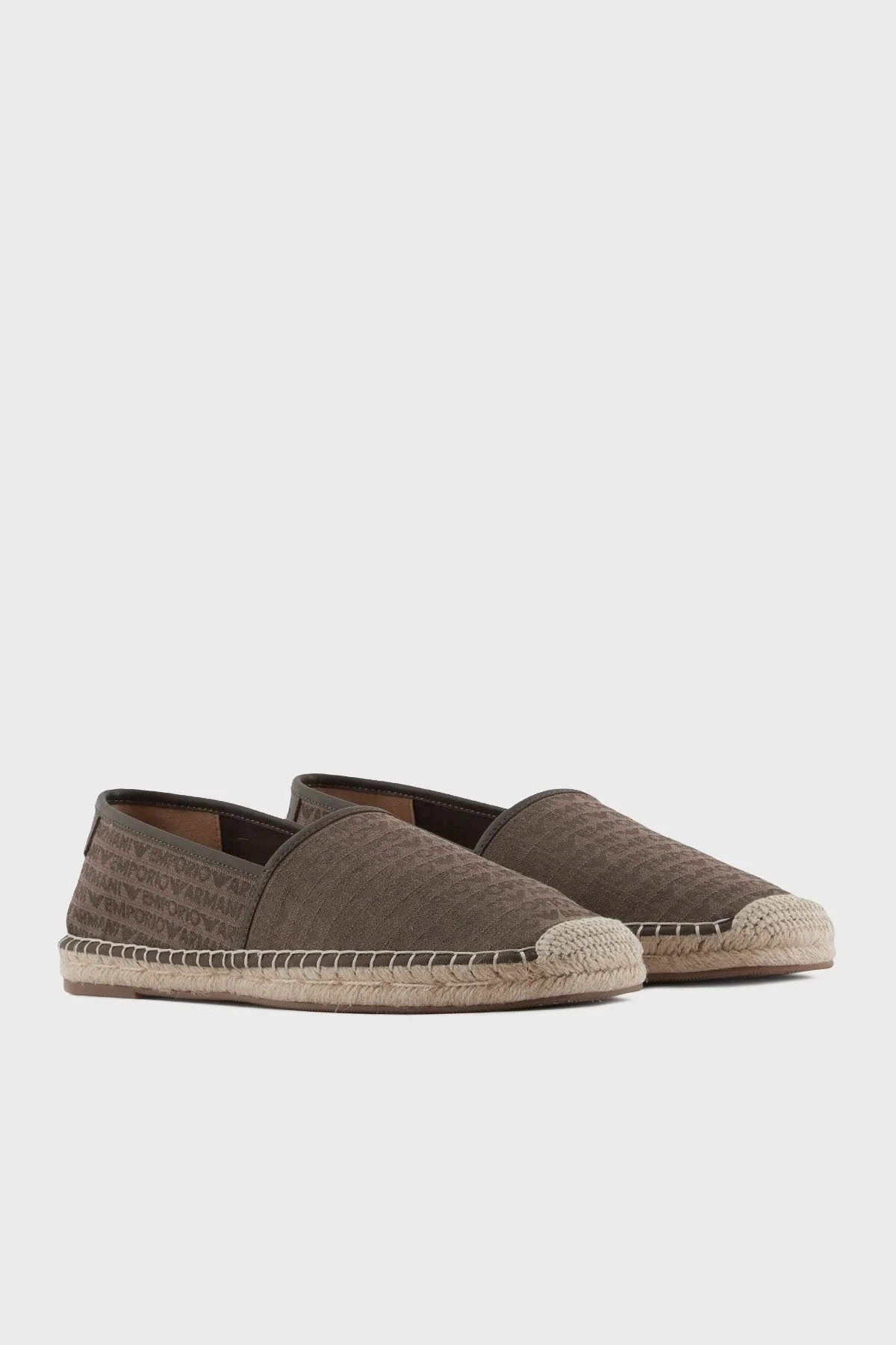 Emporio Armani Deri Tamamı Logolu Erkek Espadril X4S030 XR338 U582 KOYU KAHVE - 8