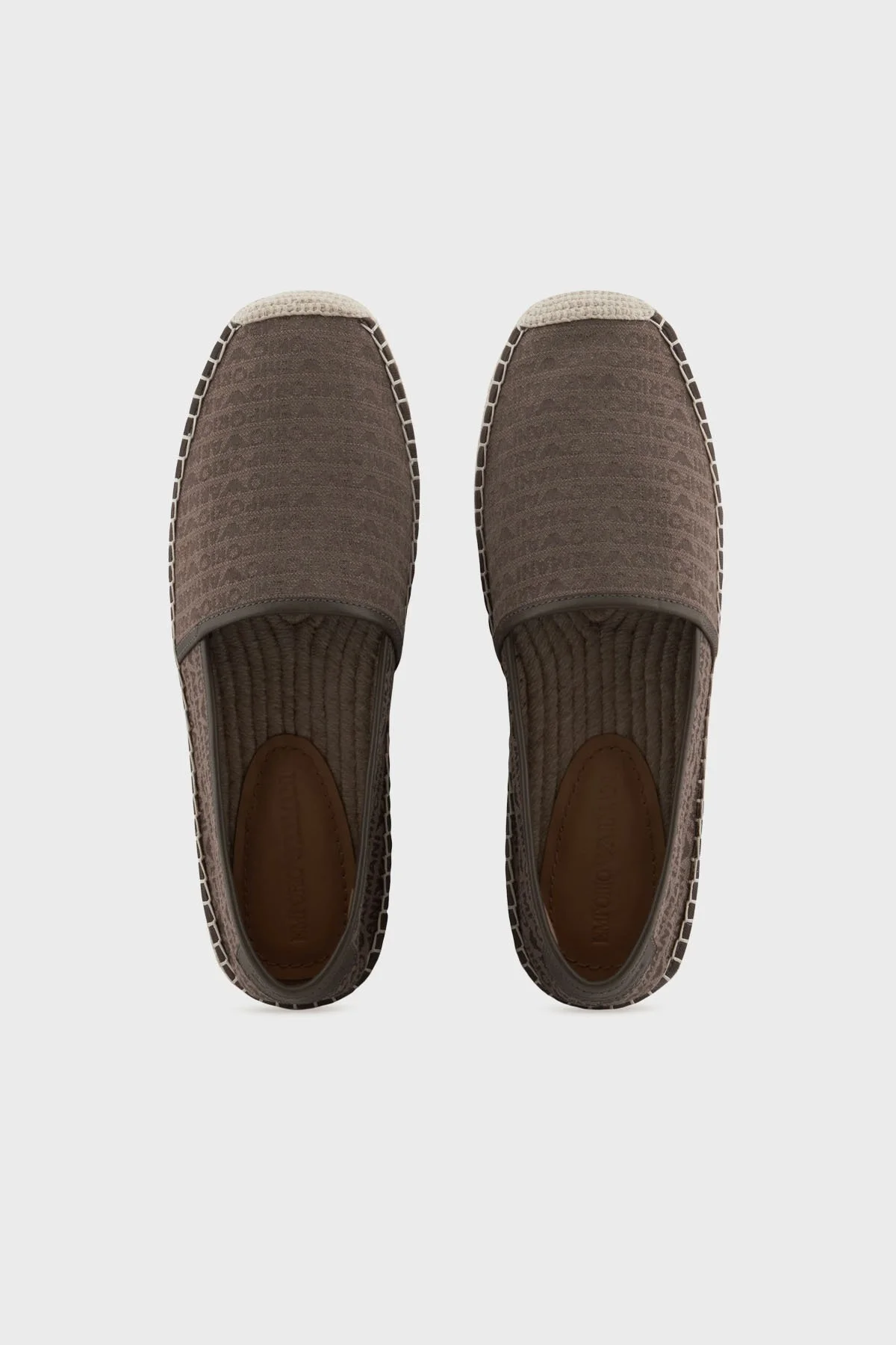 Emporio Armani Deri Tamamı Logolu Erkek Espadril X4S030 XR338 U582 KOYU KAHVE - 9