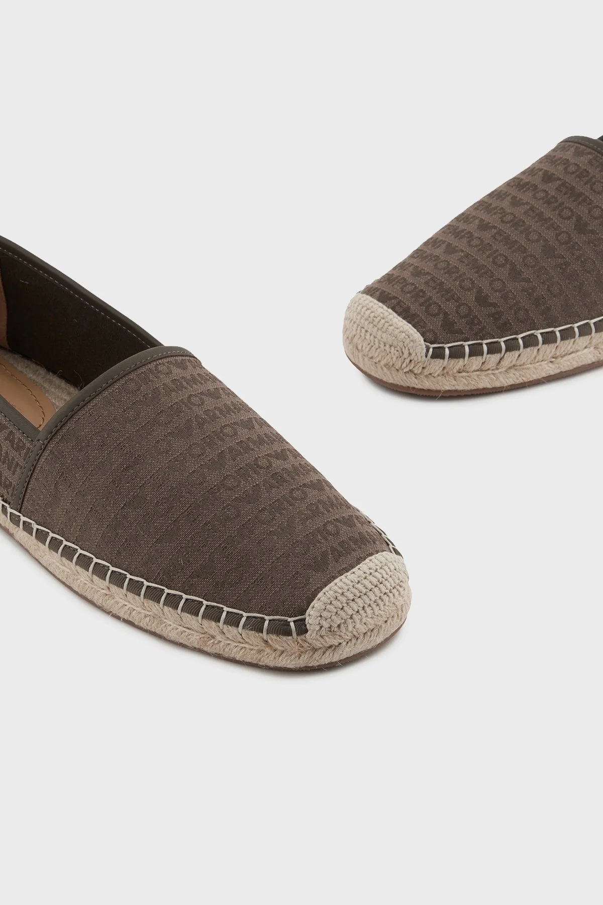 Emporio Armani Deri Tamamı Logolu Erkek Espadril X4S030 XR338 U582 KOYU KAHVE - 11