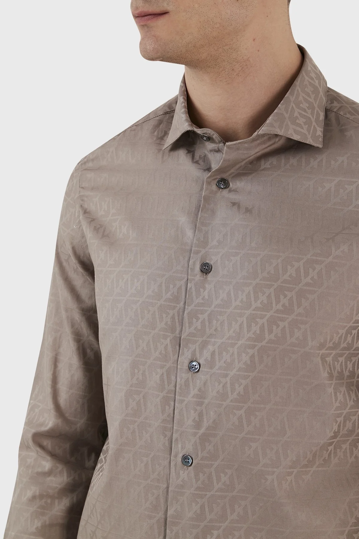 Emporio Armani Desenli % 100 Pamuk Regular Fit Uzun Kol Erkek Gömlek 3R1C86 1K0DZ F1C3 VİZON - 5