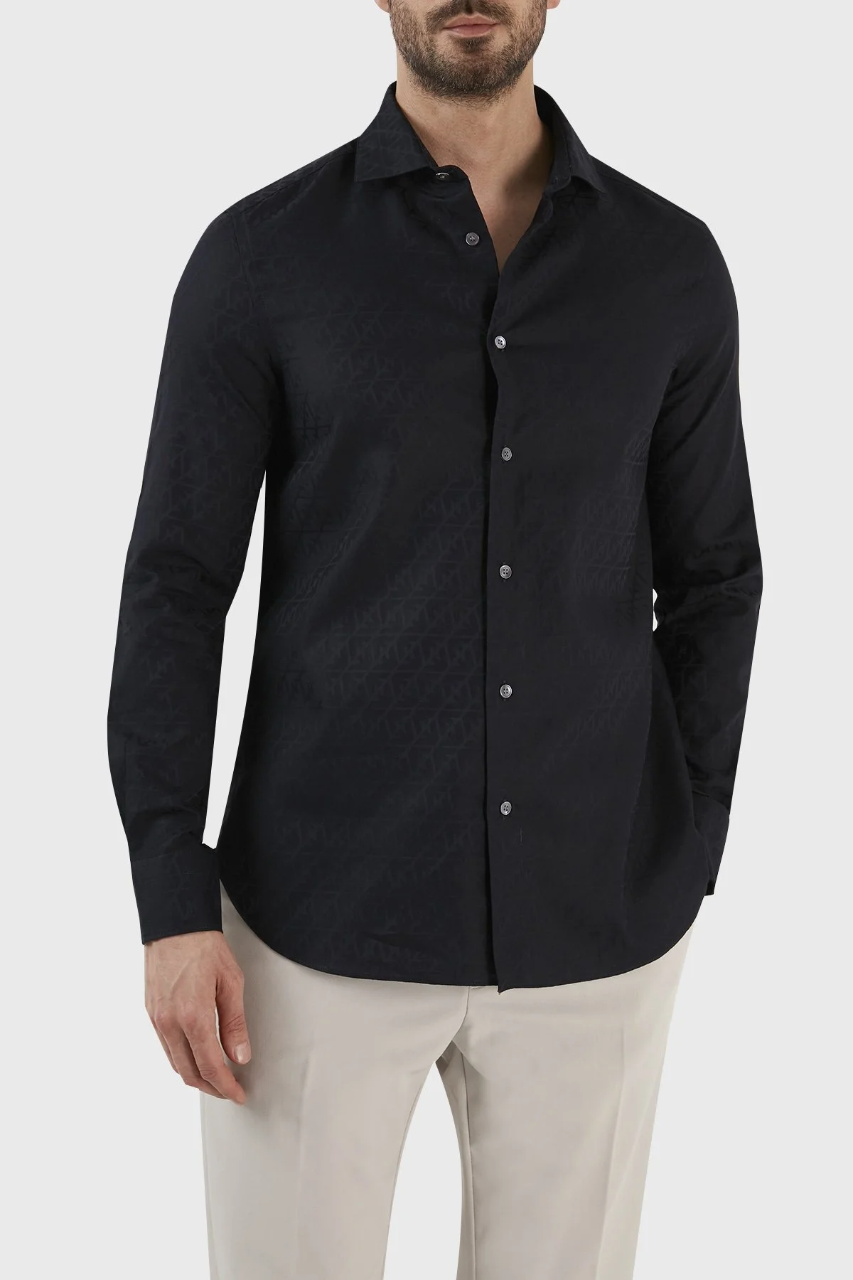 Emporio Armani Desenli % 100 Pamuk Regular Fit Uzun Kol Erkek Gömlek 3R1C86 1K0DZ F9A8 LACİVERT - 3