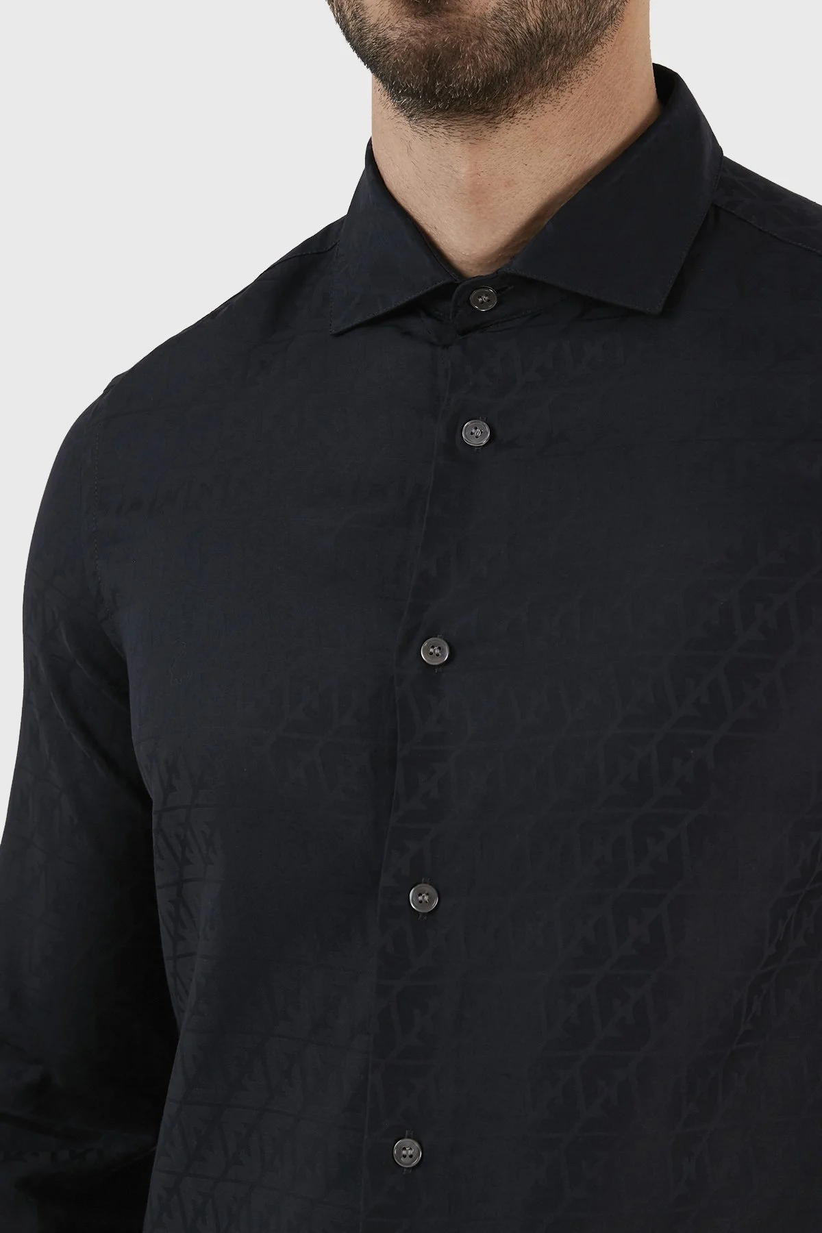 Emporio Armani Desenli % 100 Pamuk Regular Fit Uzun Kol Erkek Gömlek 3R1C86 1K0DZ F9A8 LACİVERT - 5