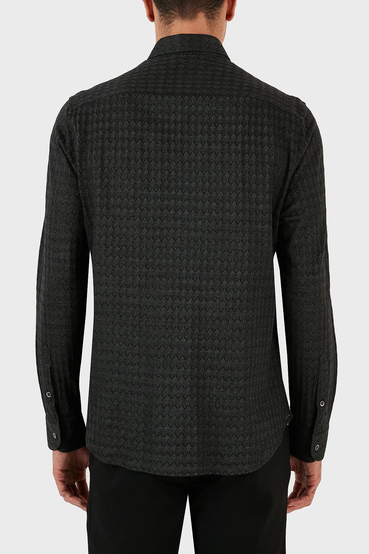 Emporio Armani Desenli % 100 Pamuklu Slim Fit Erkek Gömlek H41SM0 E1014 544 HAKİ - 2