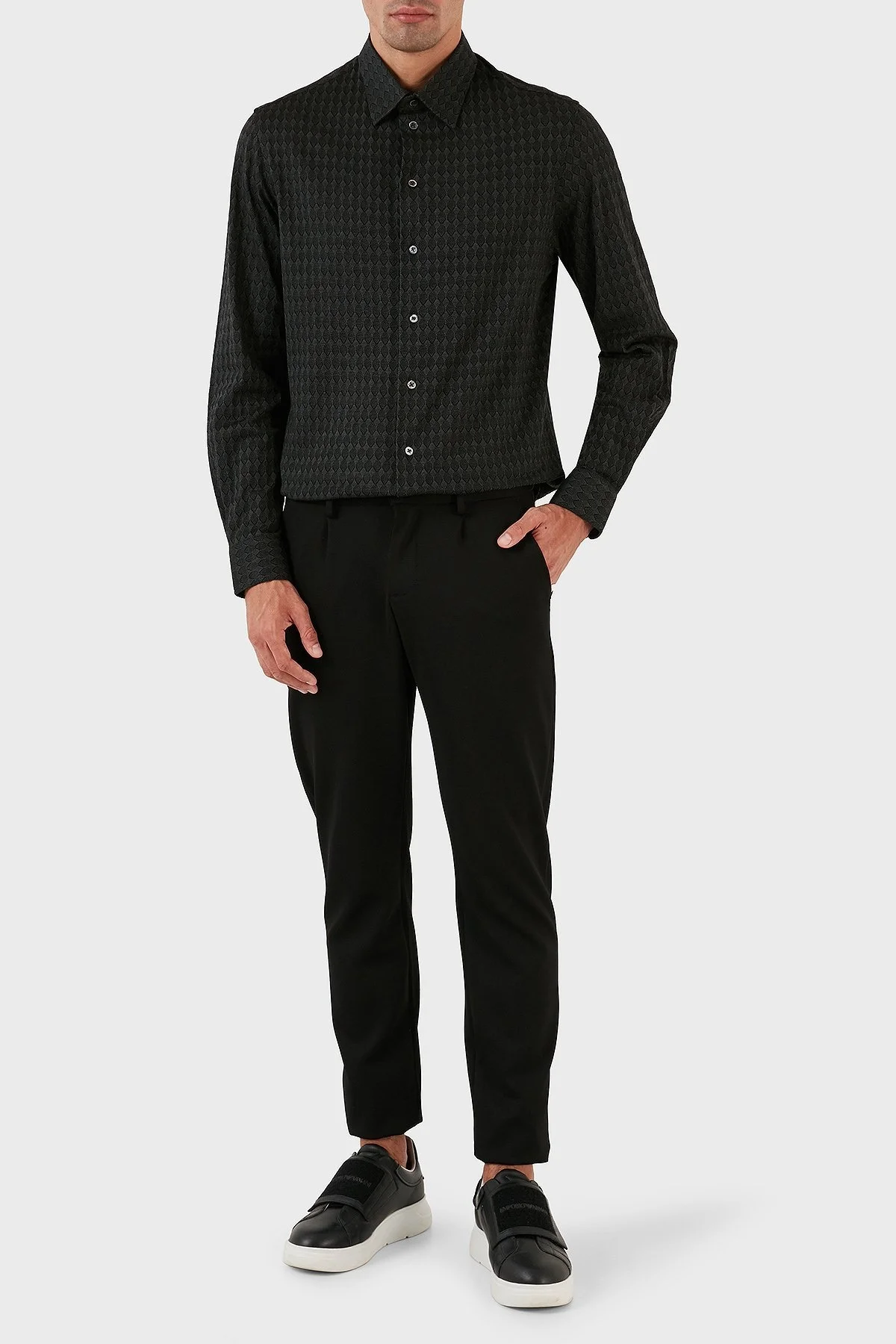 Emporio Armani Desenli % 100 Pamuklu Slim Fit Erkek Gömlek H41SM0 E1014 544 HAKİ - 4