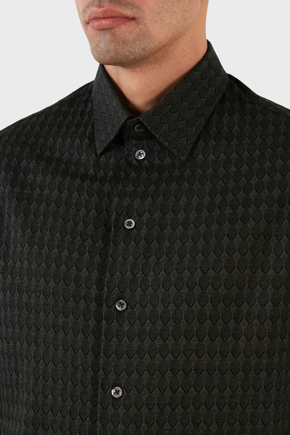 Emporio Armani Desenli % 100 Pamuklu Slim Fit Erkek Gömlek H41SM0 E1014 544 HAKİ - 5