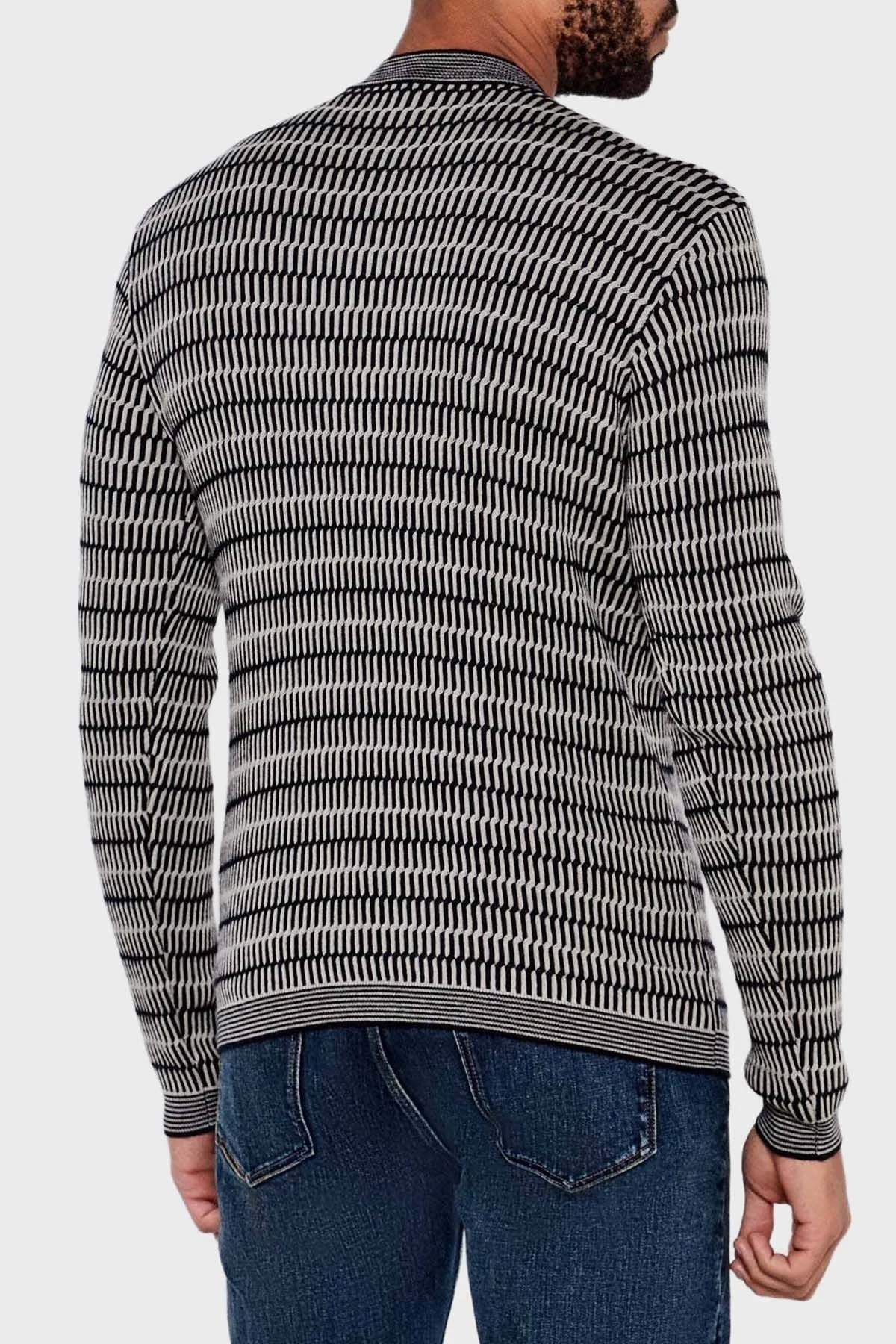 Emporio Armani Desenli % 100 Yün Regular Fit Bisiklet Yaka Erkek Kazak EM002194 AF14195 FC101 SİYAH - 3