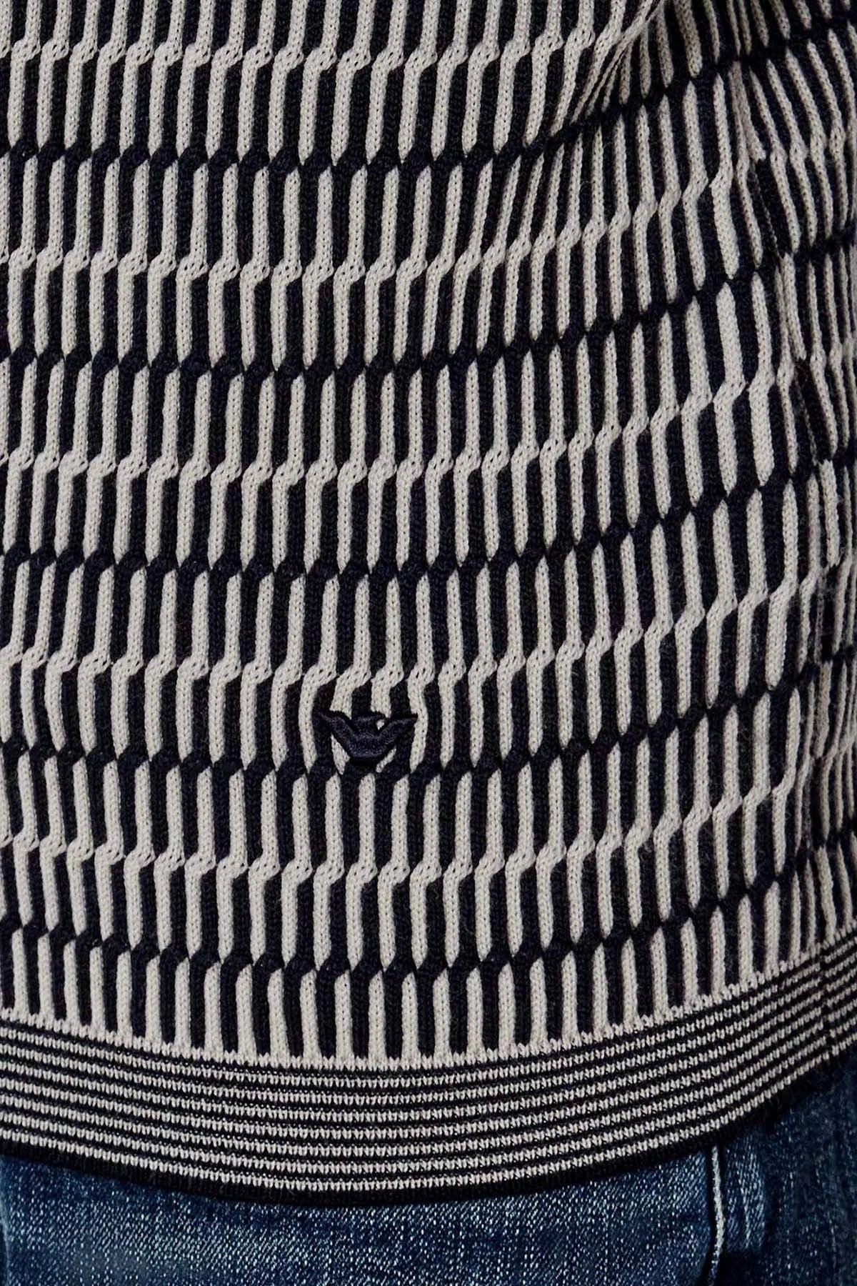 Emporio Armani Desenli % 100 Yün Regular Fit Bisiklet Yaka Erkek Kazak EM002194 AF14195 FC101 SİYAH - 5