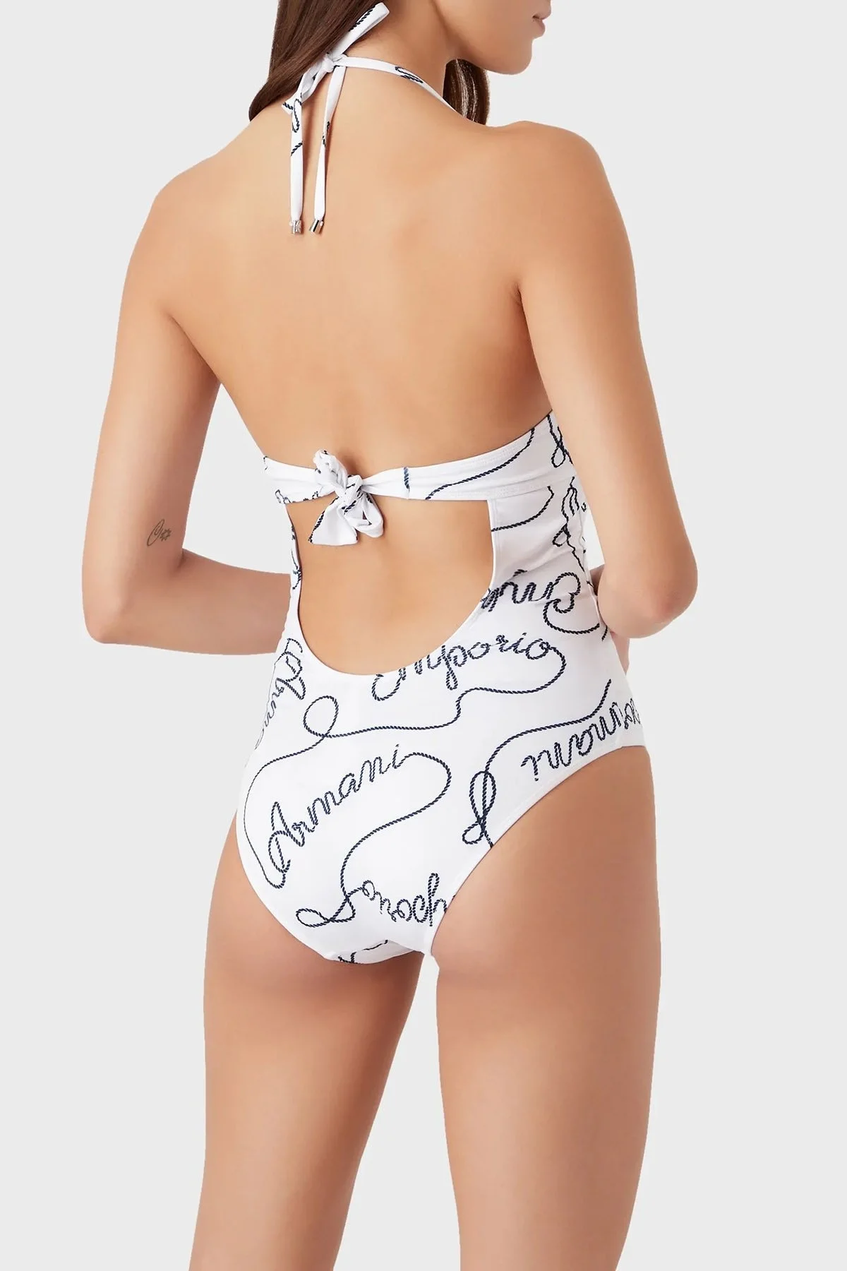 Emporio Armani Desenli Bağlama Detaylı Balensiz Bayan Mayo 262642 3R310 10410 BEYAZ - 3