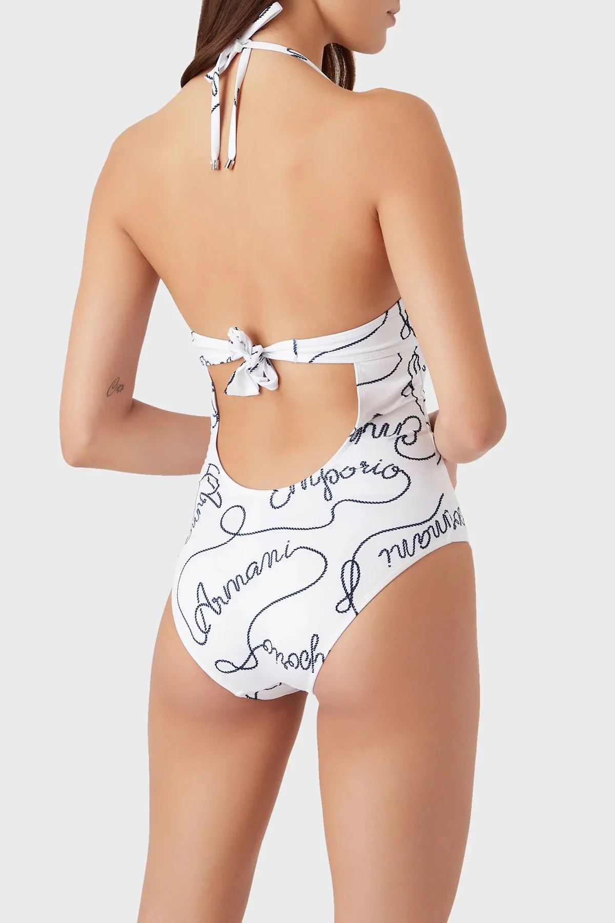 Emporio Armani Desenli Bağlama Detaylı Balensiz Kadın Mayo 262642 3R310 10410 BEYAZ - 3