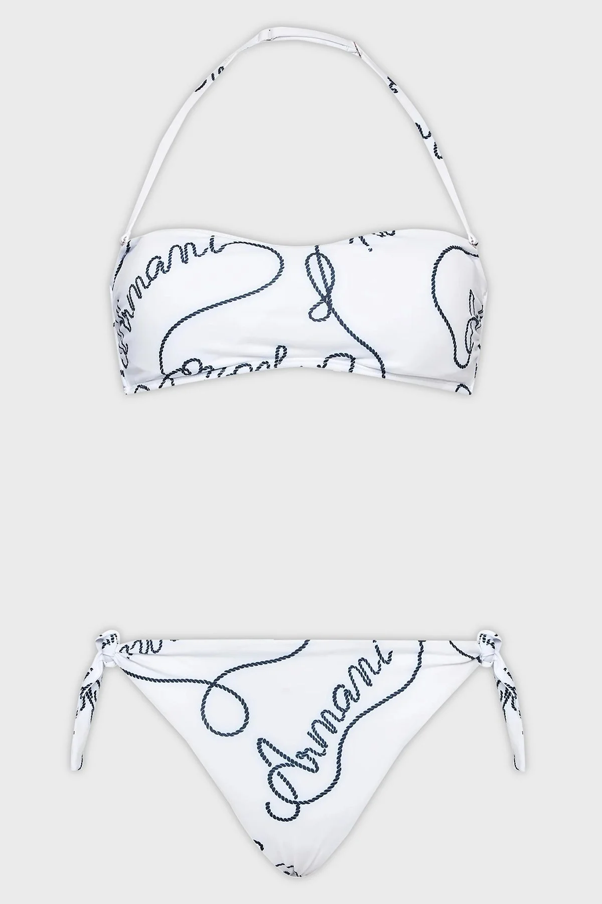 Emporio Armani Desenli Bağlama Detaylı Sert Hafif Dolgulu Kadın Bikini 262636 3R310 10410 BEYAZ - 2